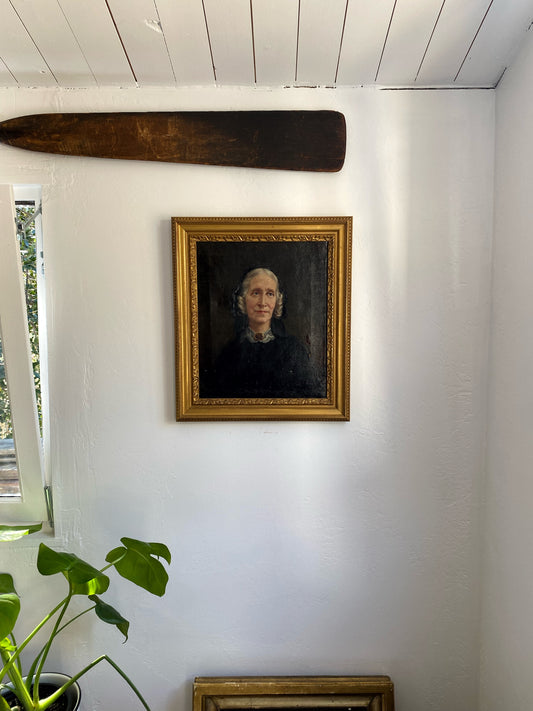 Antique 1800s European Portrait Of A Woman Oil Painting Framed- 17x19”