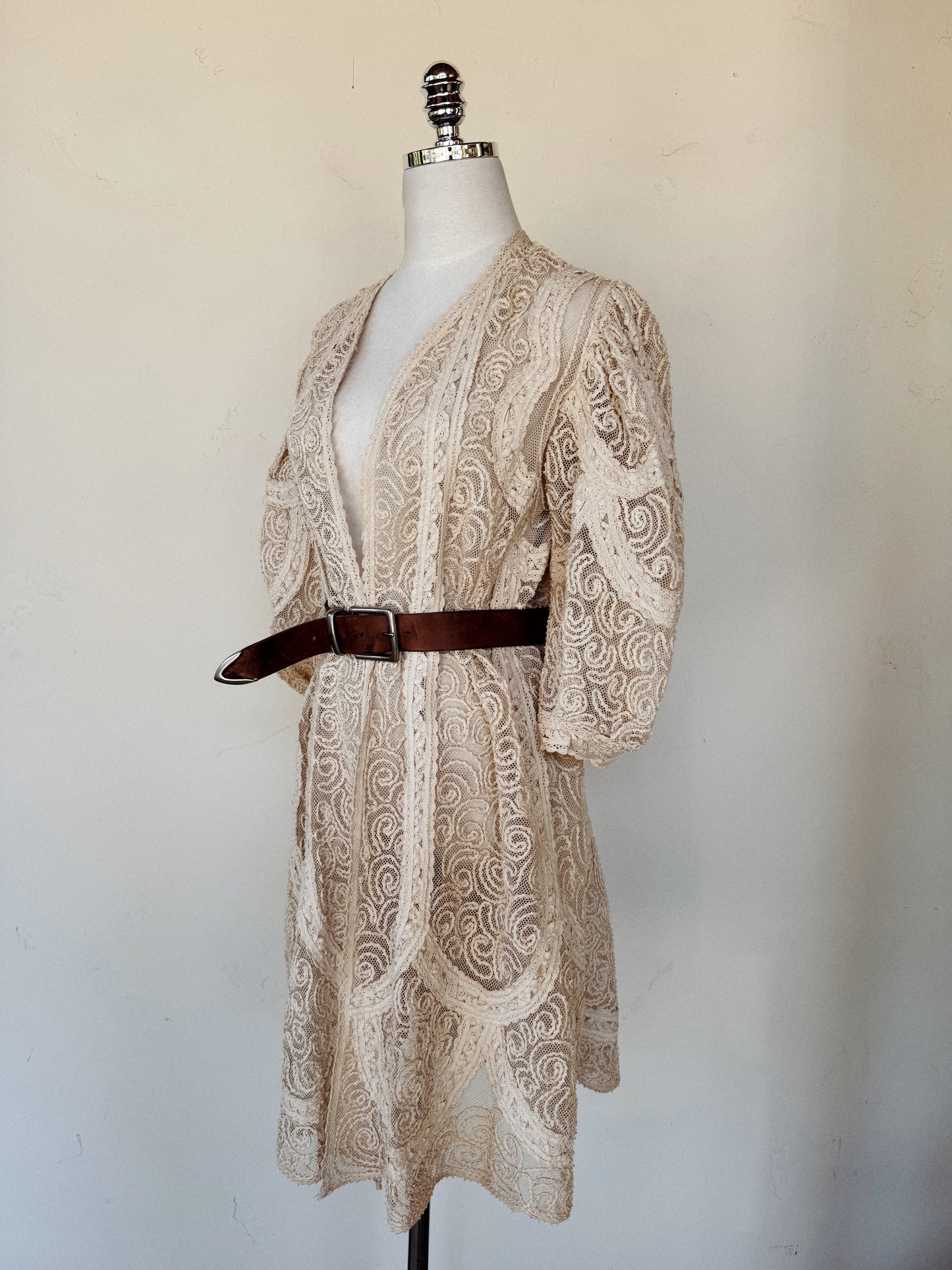 Antique Balloon Sleeve Net + Soutache Duster