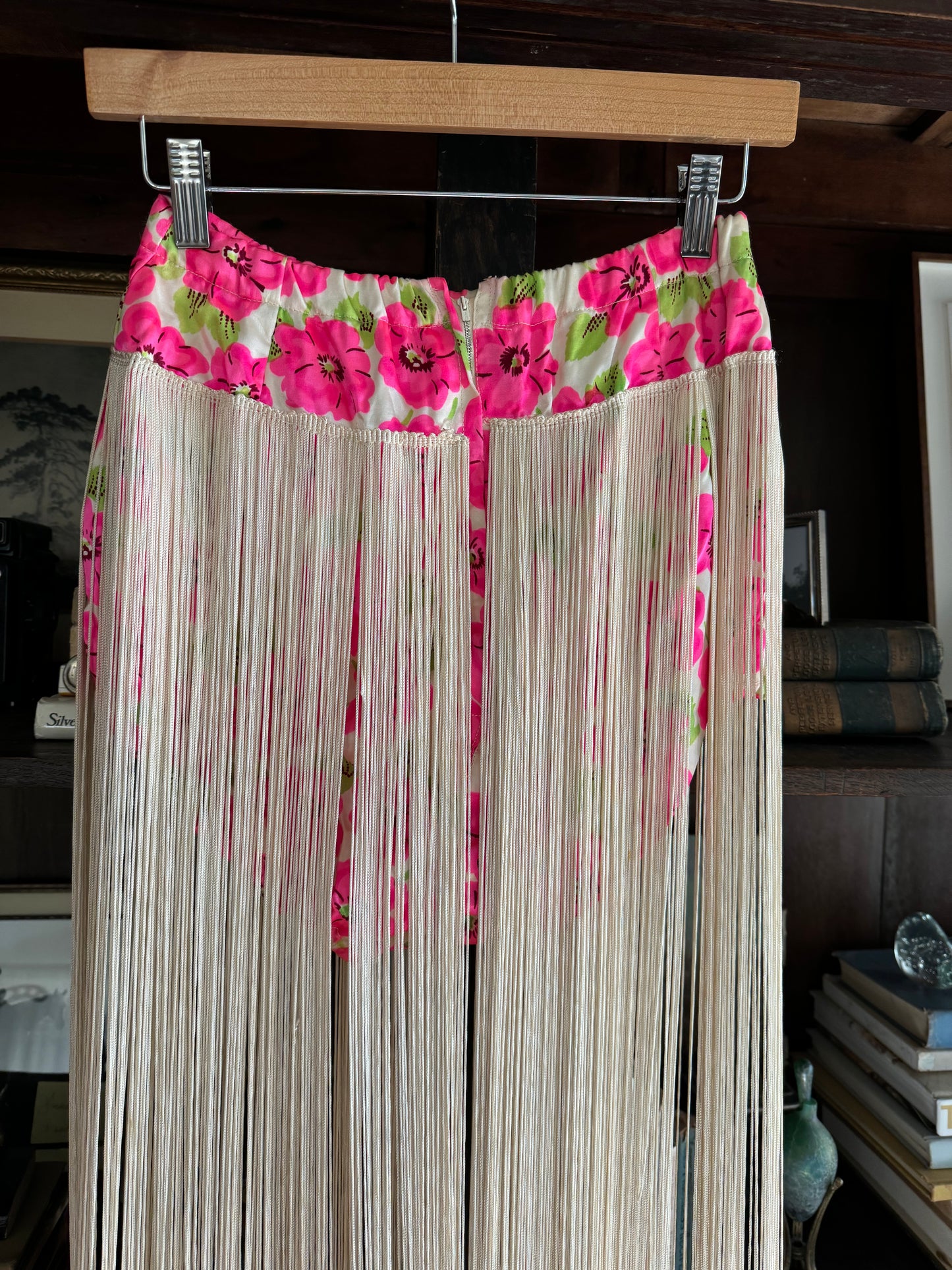 1940s Long Fringe Day Glo Floral Show Girl Bottoms- M