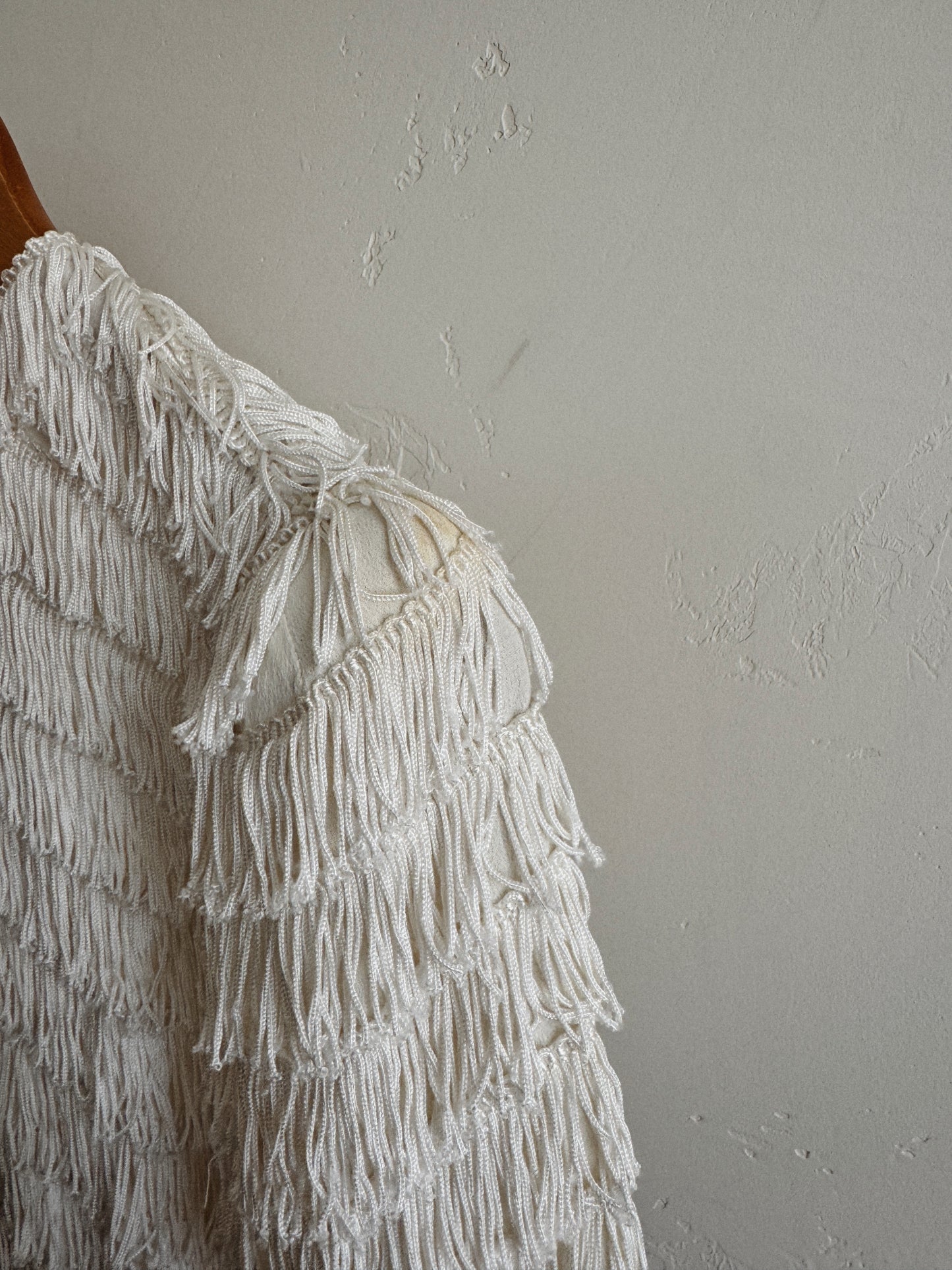1930s Rare Cropped Tiered Fringe Zipper Front Top- S