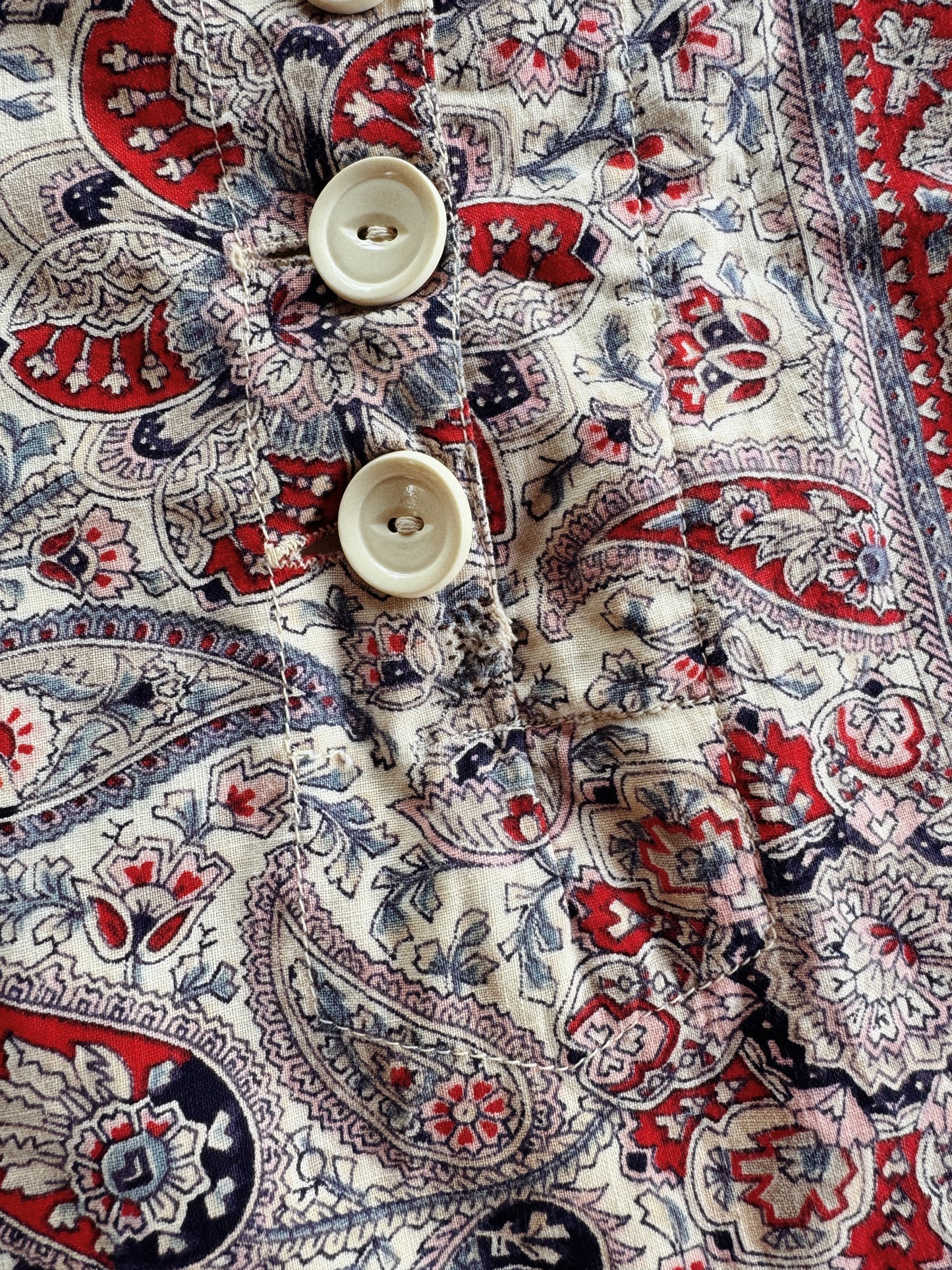 1930s/40s Paisley Hawaiian Fall Front Shorts- S-S/M