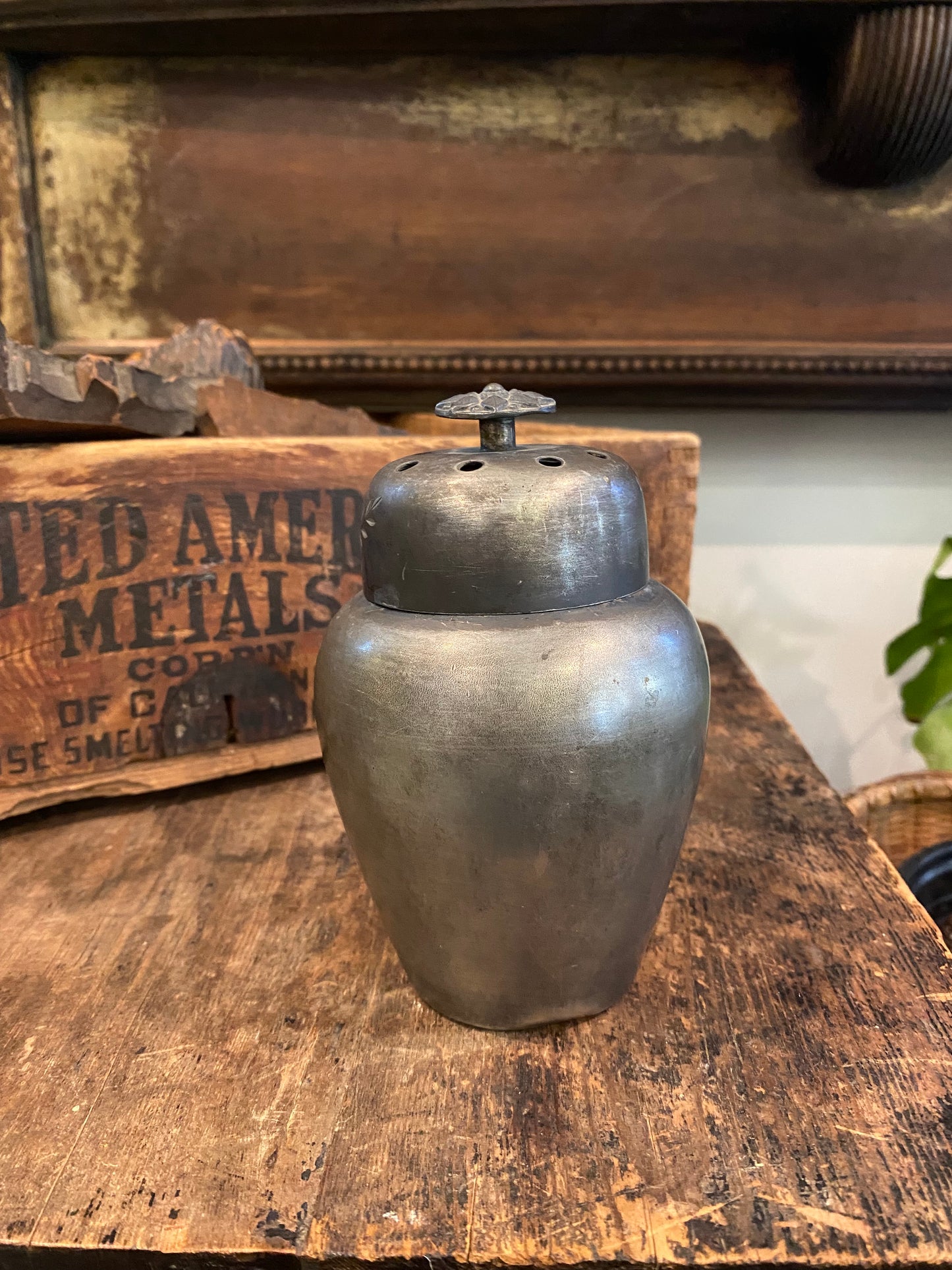 Late 1800s Silver Plated Etched Vessel- 6.5”