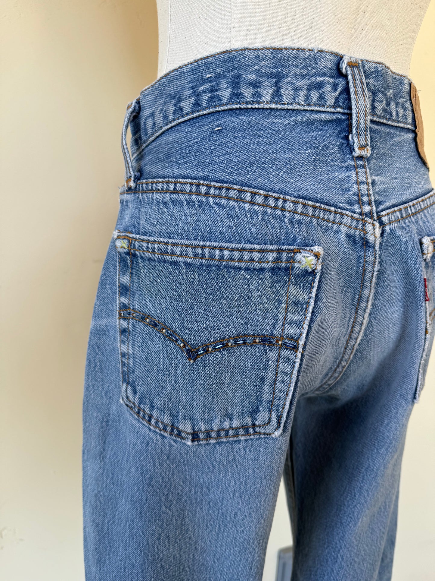 1974 Beaded Levi’s Medium Wash 501s- 28 x 29.5