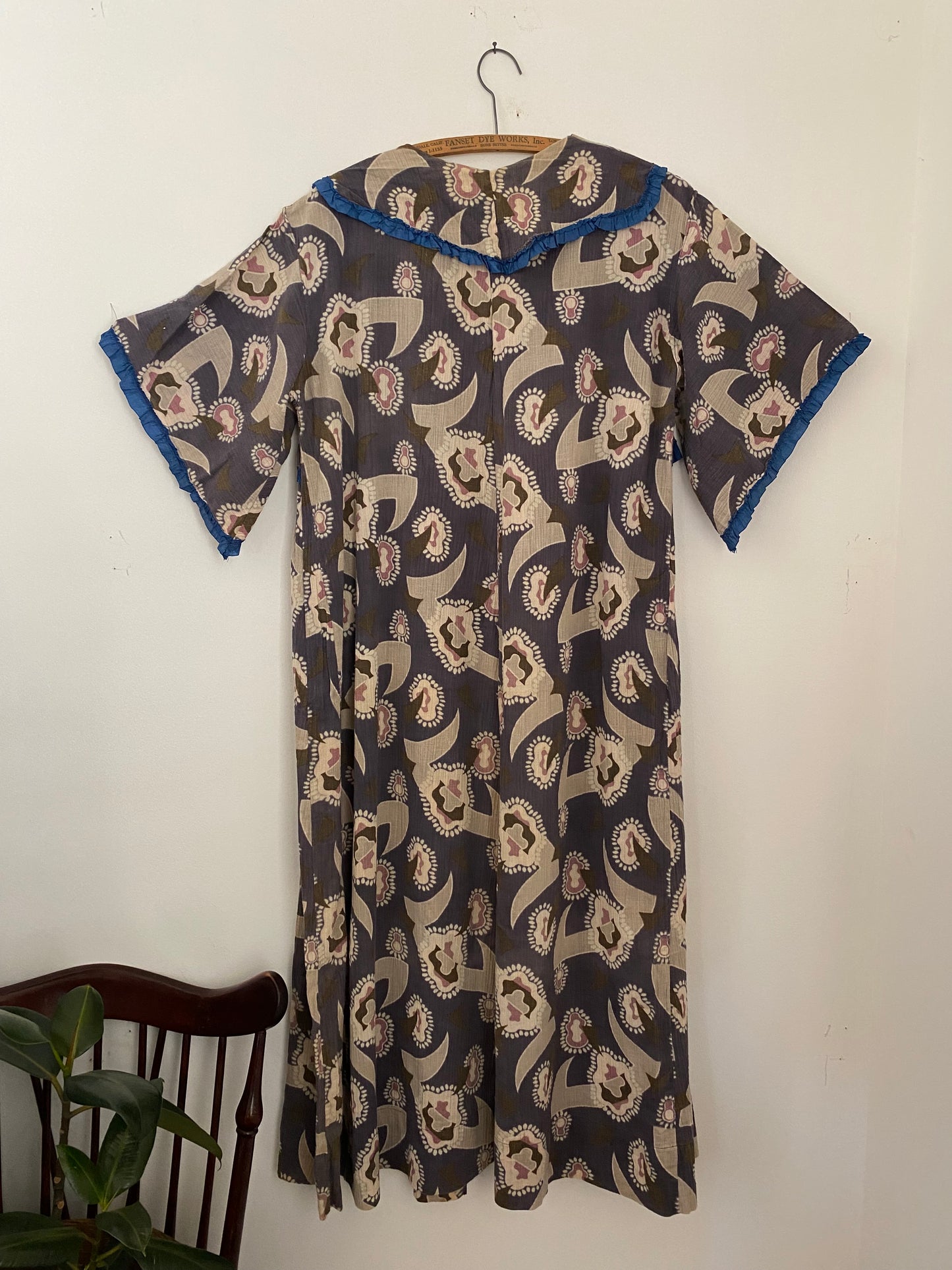 1920s Deco Thick Cotton Muslin Duster- M/L