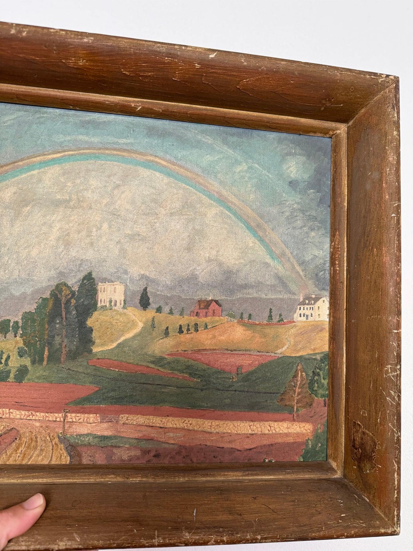 1950s American Folk Art Painting Brook Farm- 15x19”