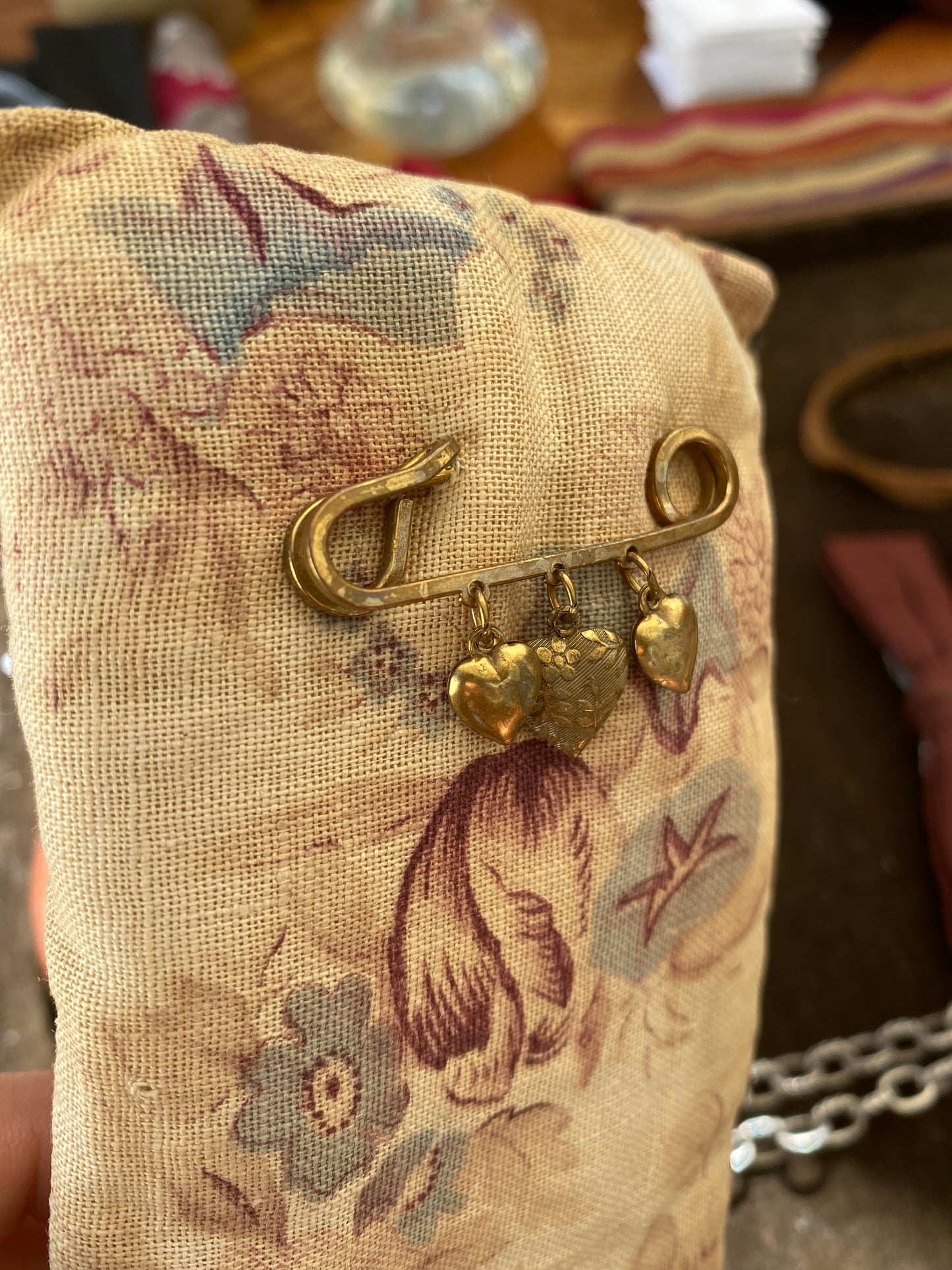 Early 1900s Heavy Brass “Forget Me Not” Pin Brooch