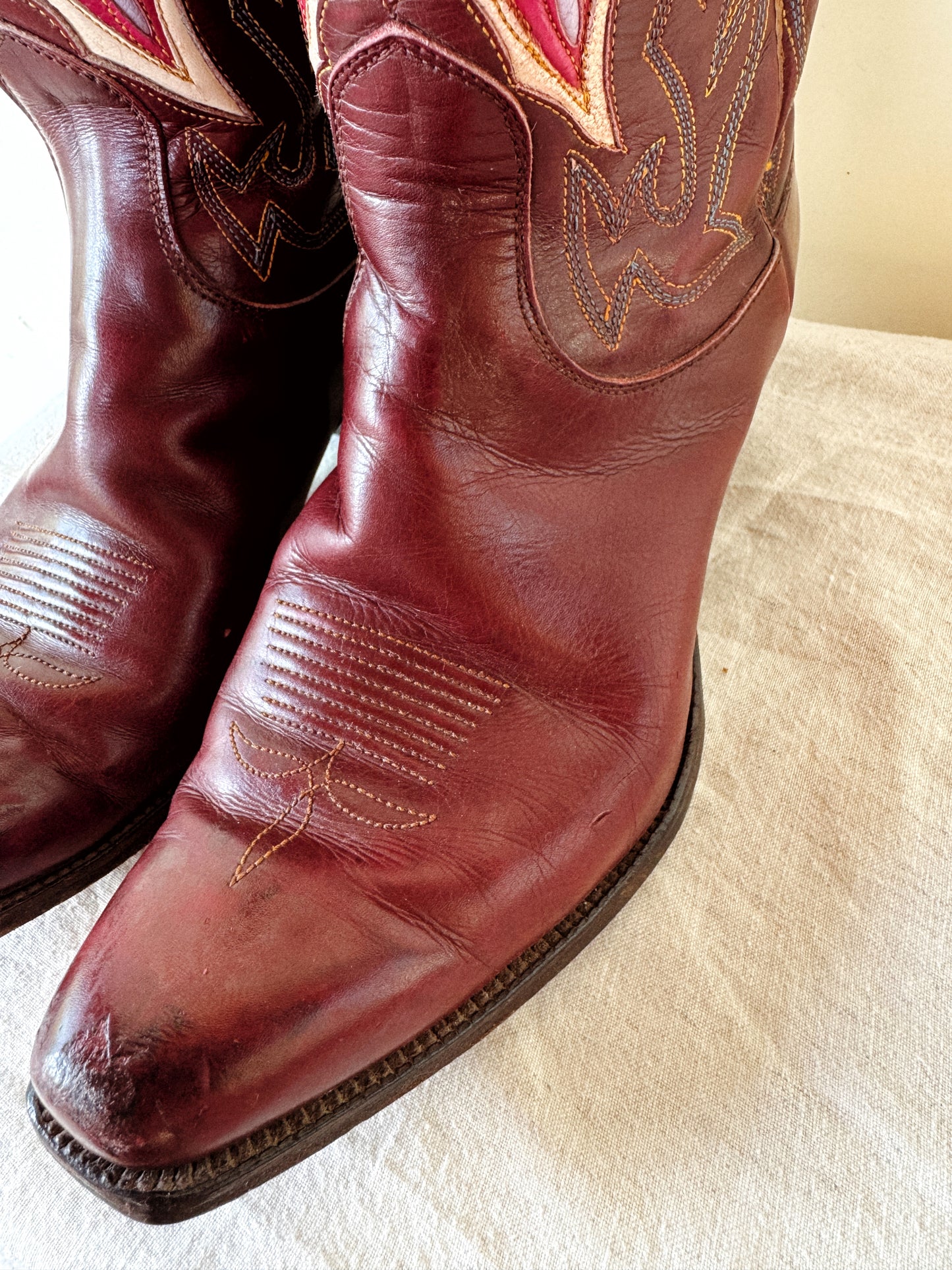 1940s Rare Butterfly Justin Inlay Pee Wee Boots- 6