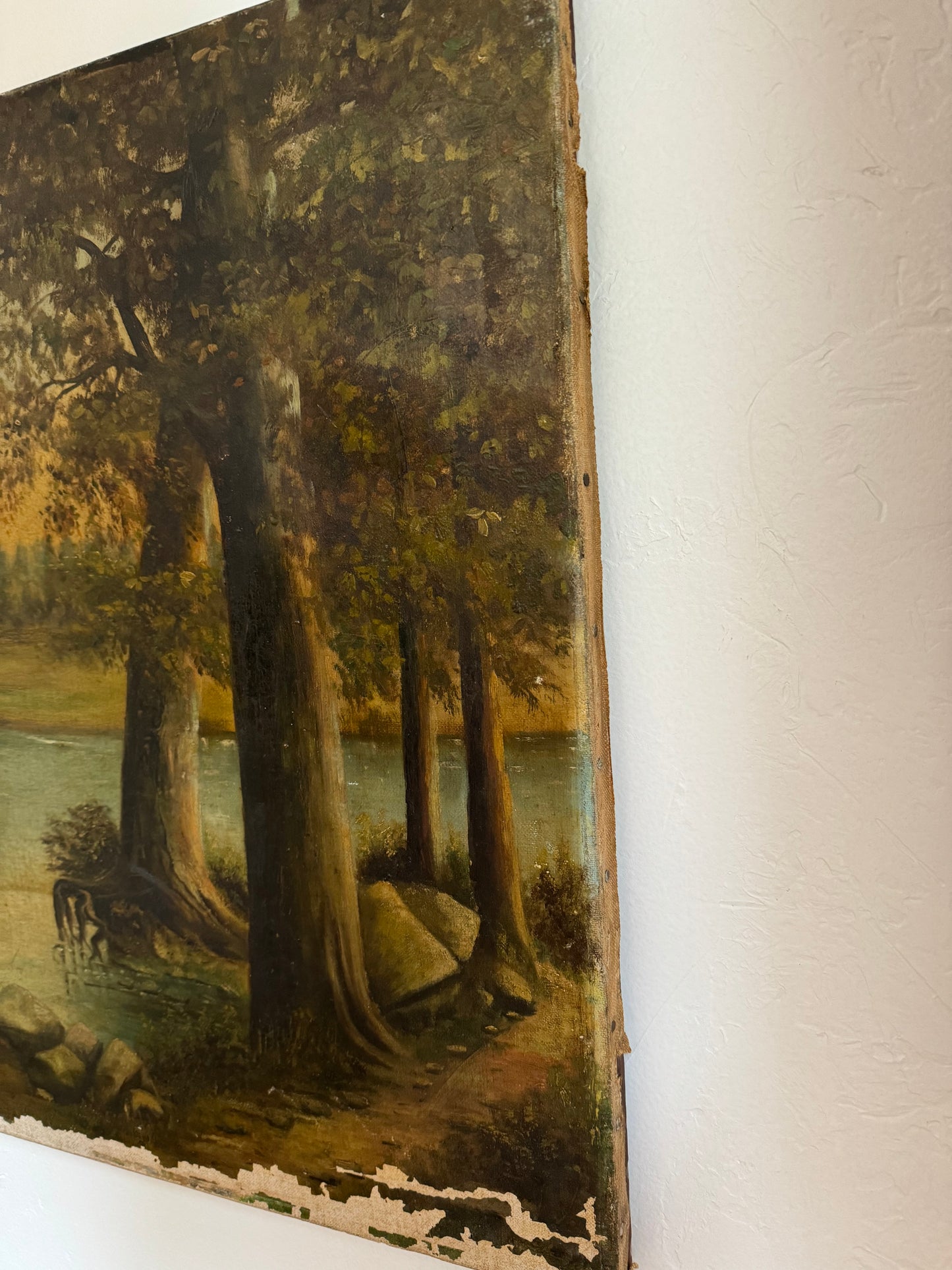 Antique Pastoral Oil Painting on Stretched Canvas- 20x27”