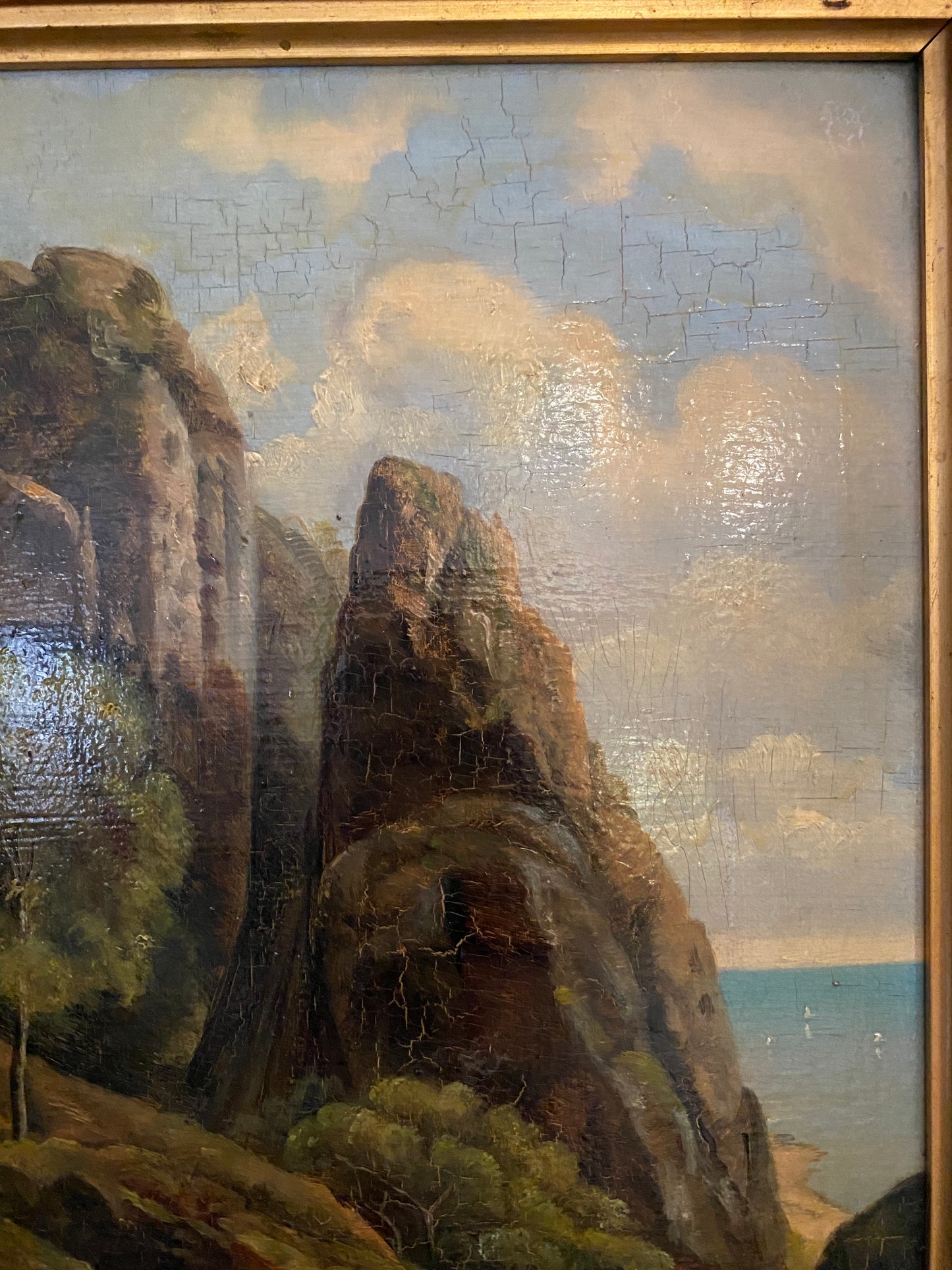19th Century Antique Danish Seascape Oil Painting- 10x13”