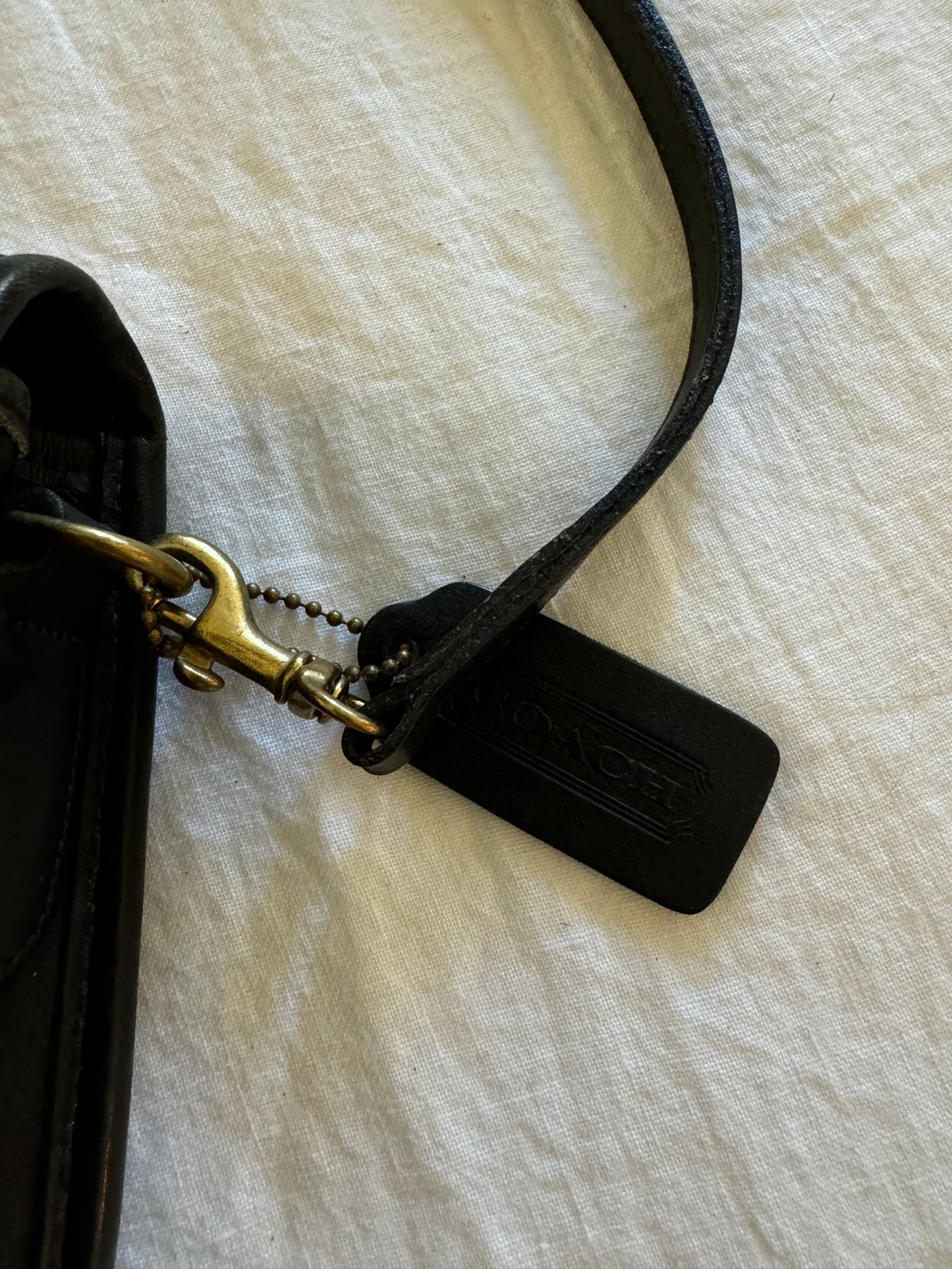 Vintage Coach Black Leather Handbag w/ Long Strap