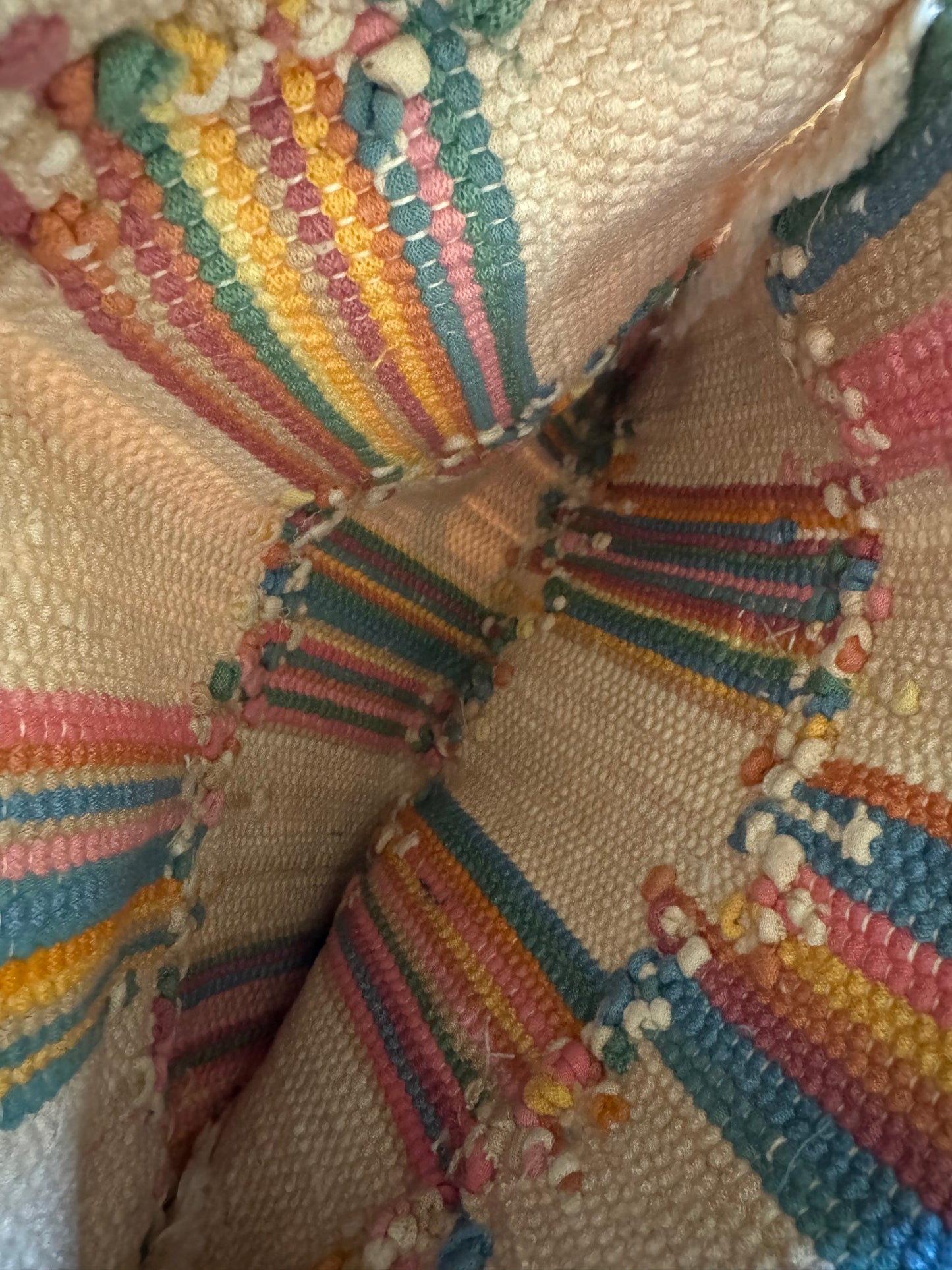1930s Beige + Rainbow Woven Bag