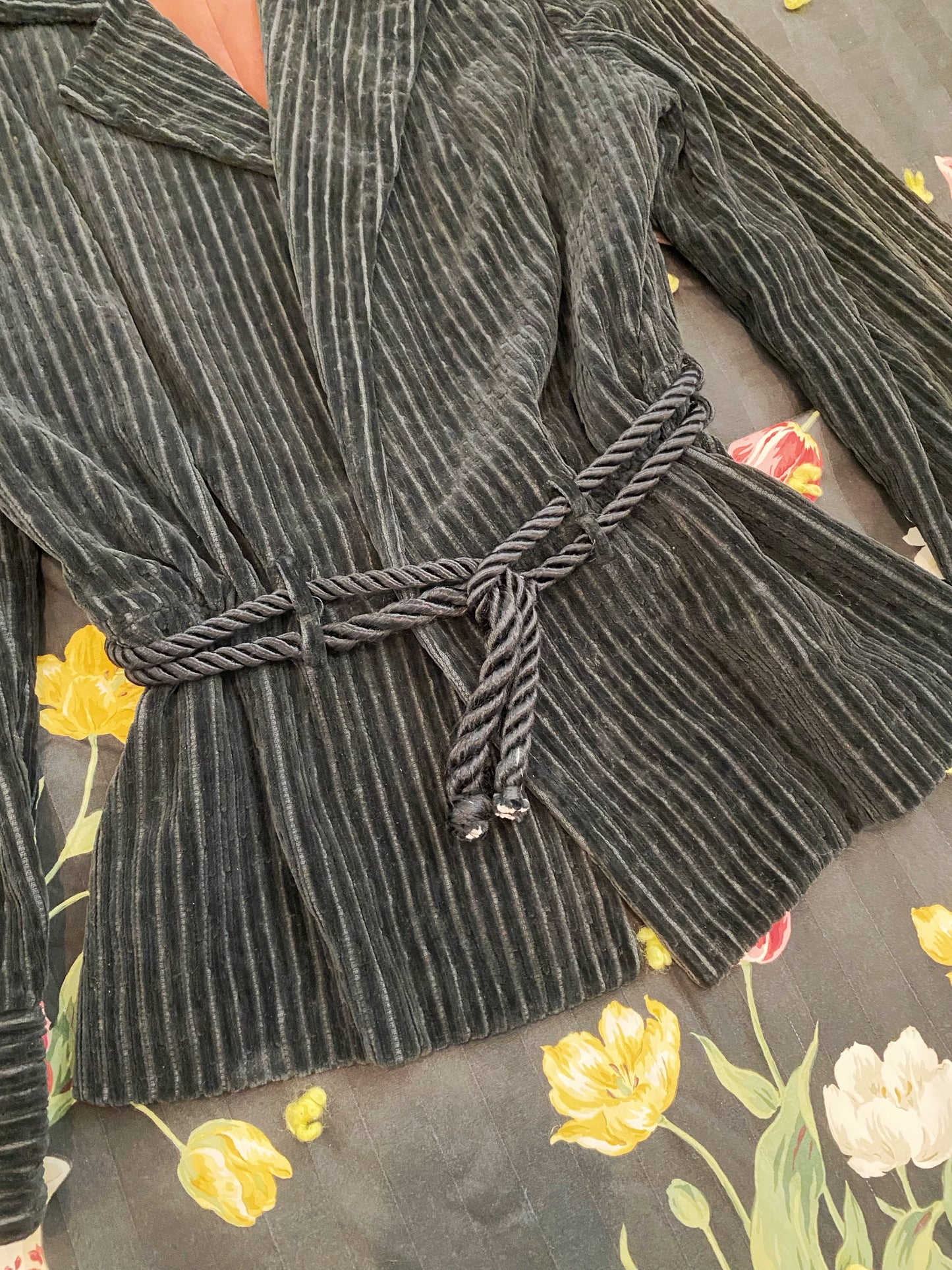 1930s Charcoal Corduroy Outerwear Jacket by I. Magnin- M