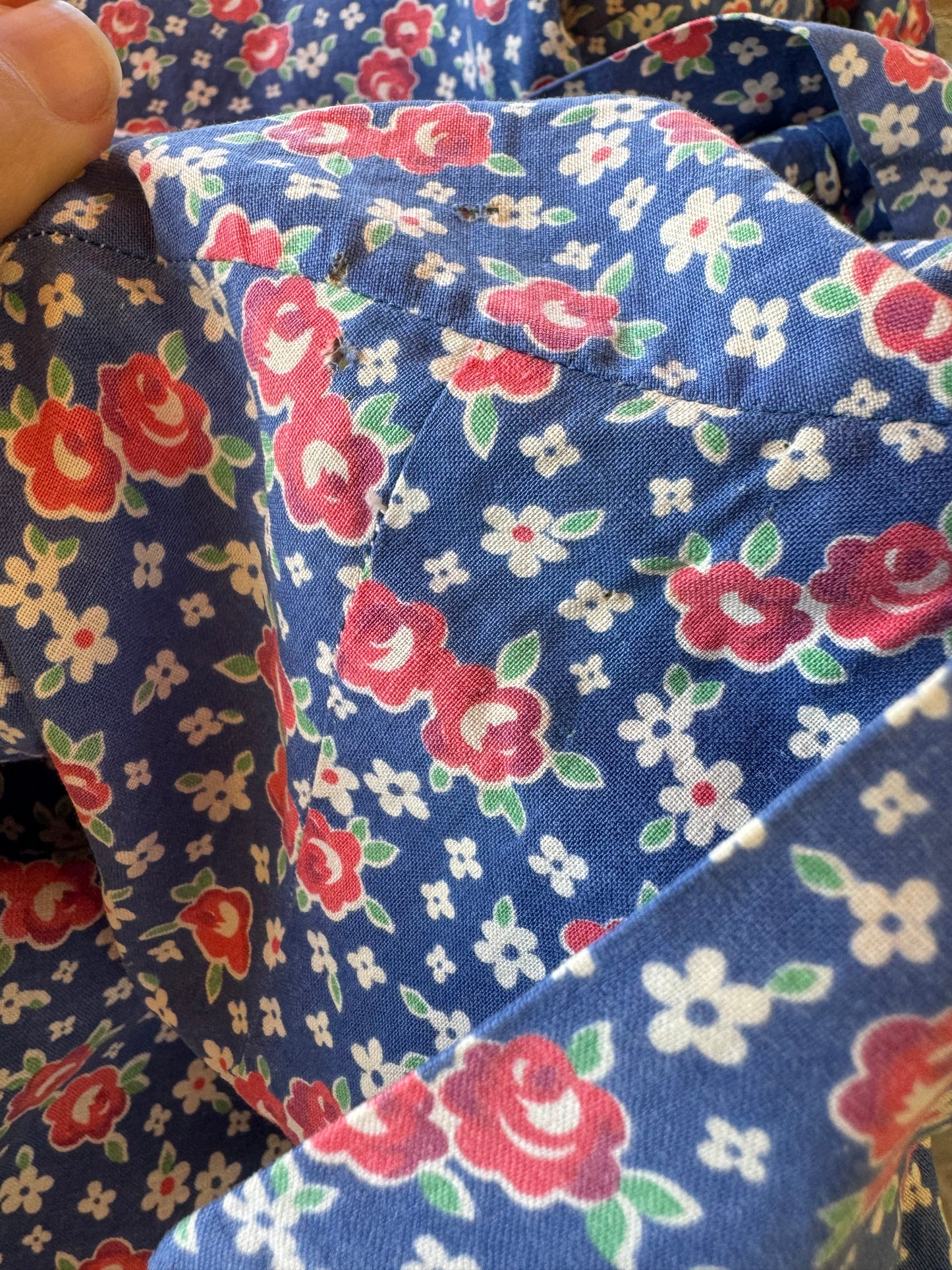 1940s Floral Cotton Playsuit w/ Original Belt- S