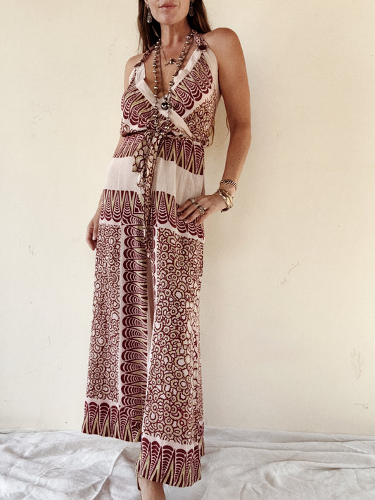 1930s Rare Avant Garde Deco Palazzo Beach Pajama Jumpsuit- S/M-M