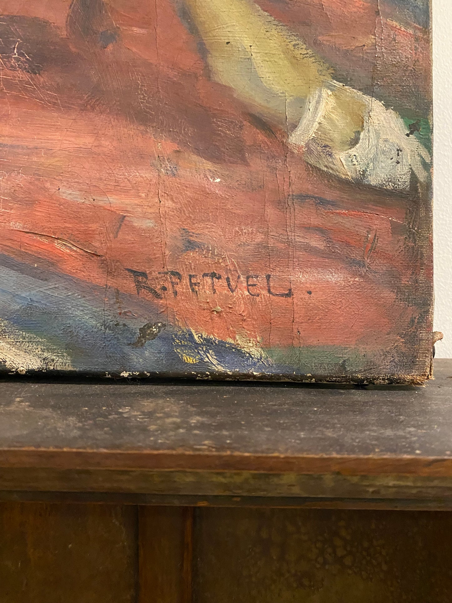 Large Antique Nude Oil Painting on Stretched Canvas by Rudolf Petuel - 29x32”