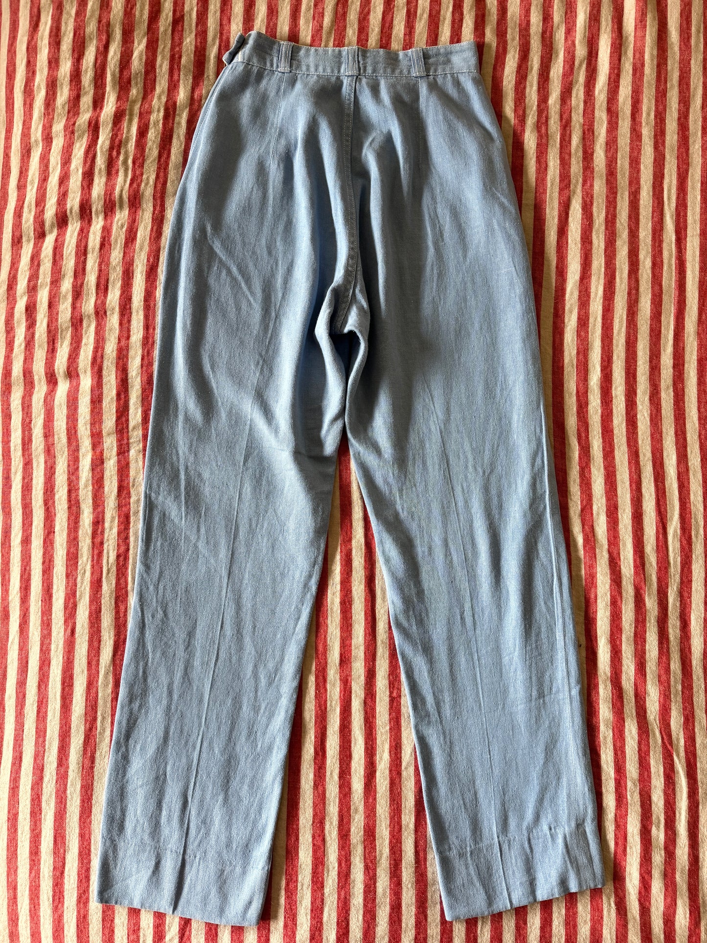 1950s Light Denim Studded Western Side Zips- 25”