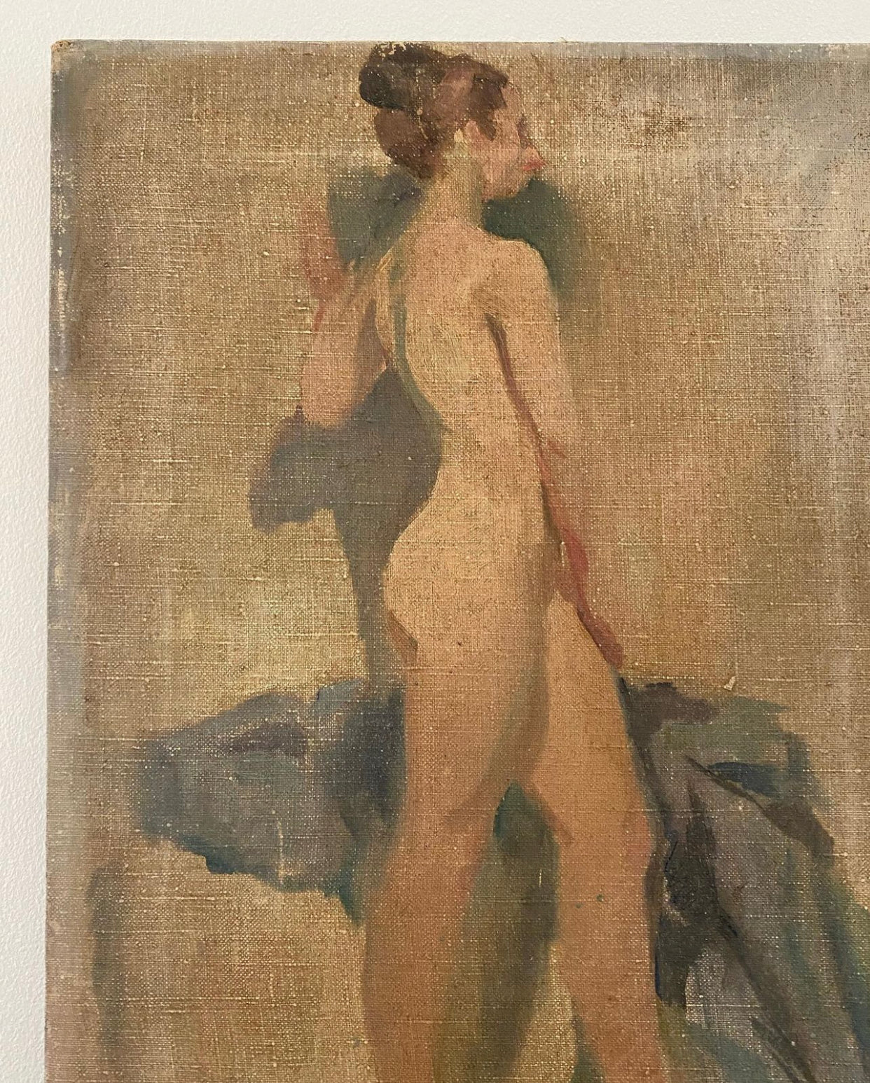 Antique 1920s/1930s Nude Oil Painting On Canvas- 12x16”