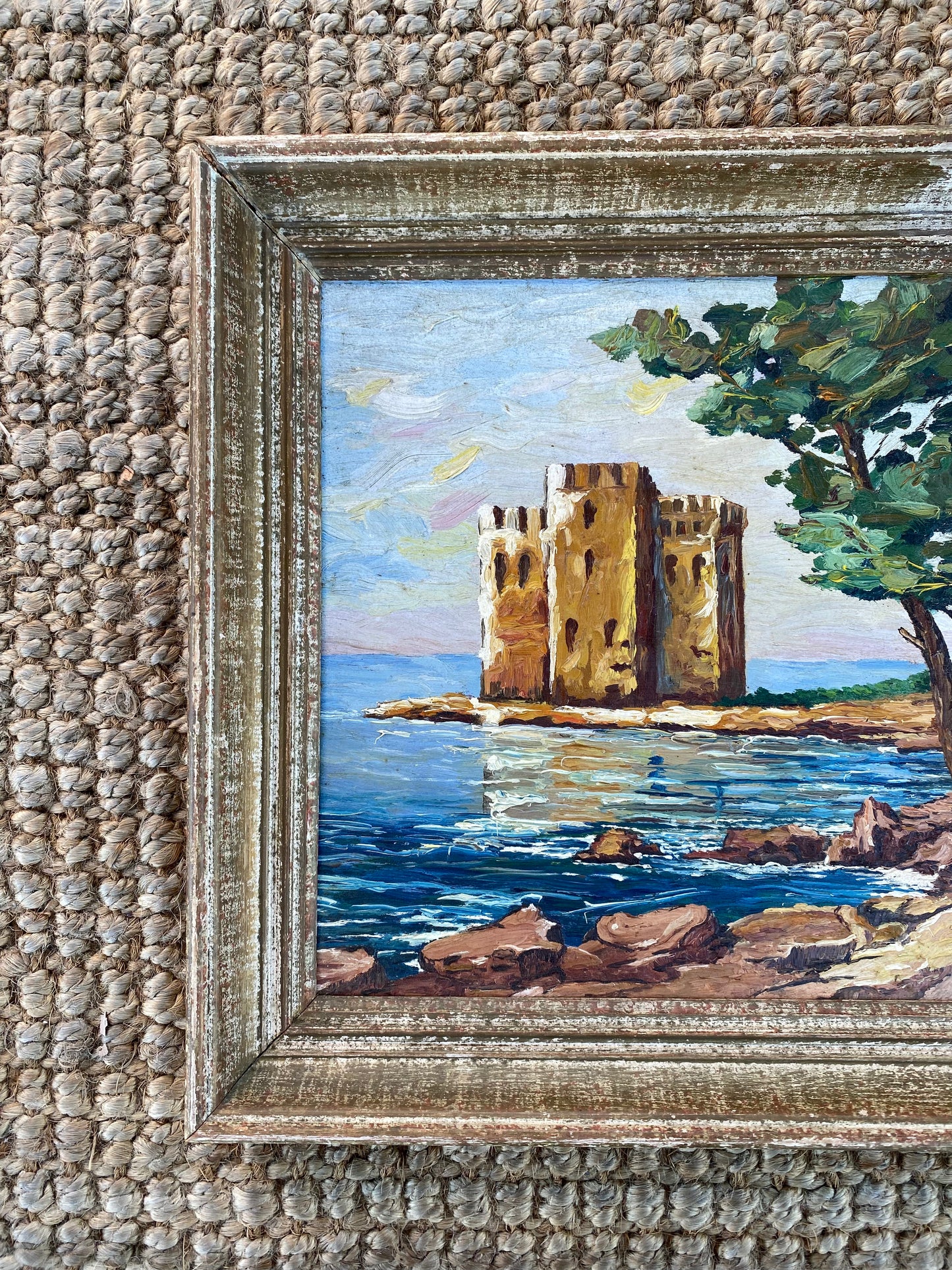 1960s French Oil Painting on Wood Seascape Côte D’Azure- 15x18.5”