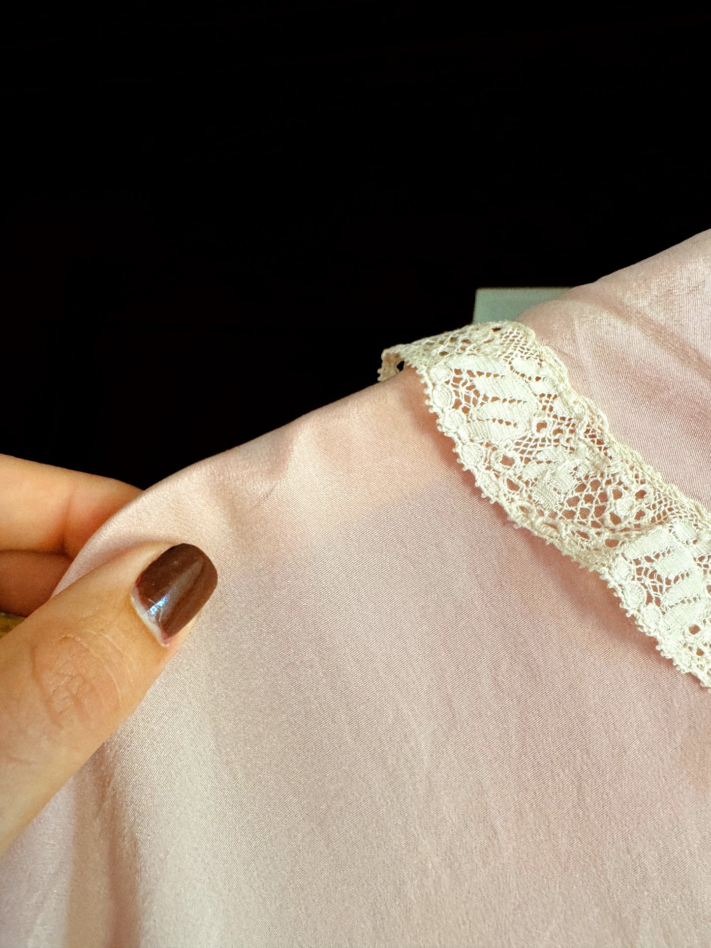 Edwardian Pink Silk + Lace Tabard Bed Jacket- S-L