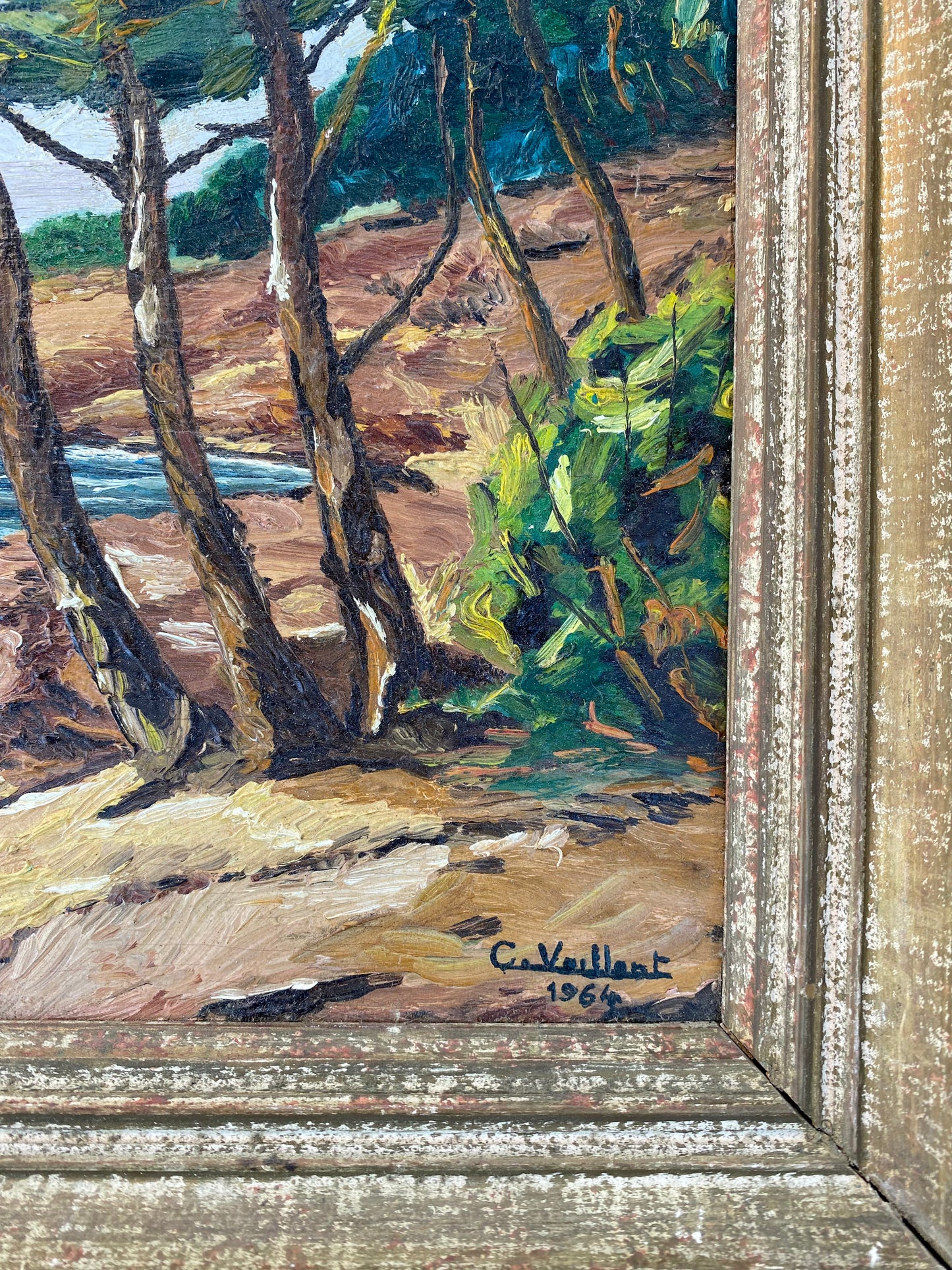 1960s French Oil Painting on Wood Seascape Côte D’Azure- 15x18.5”