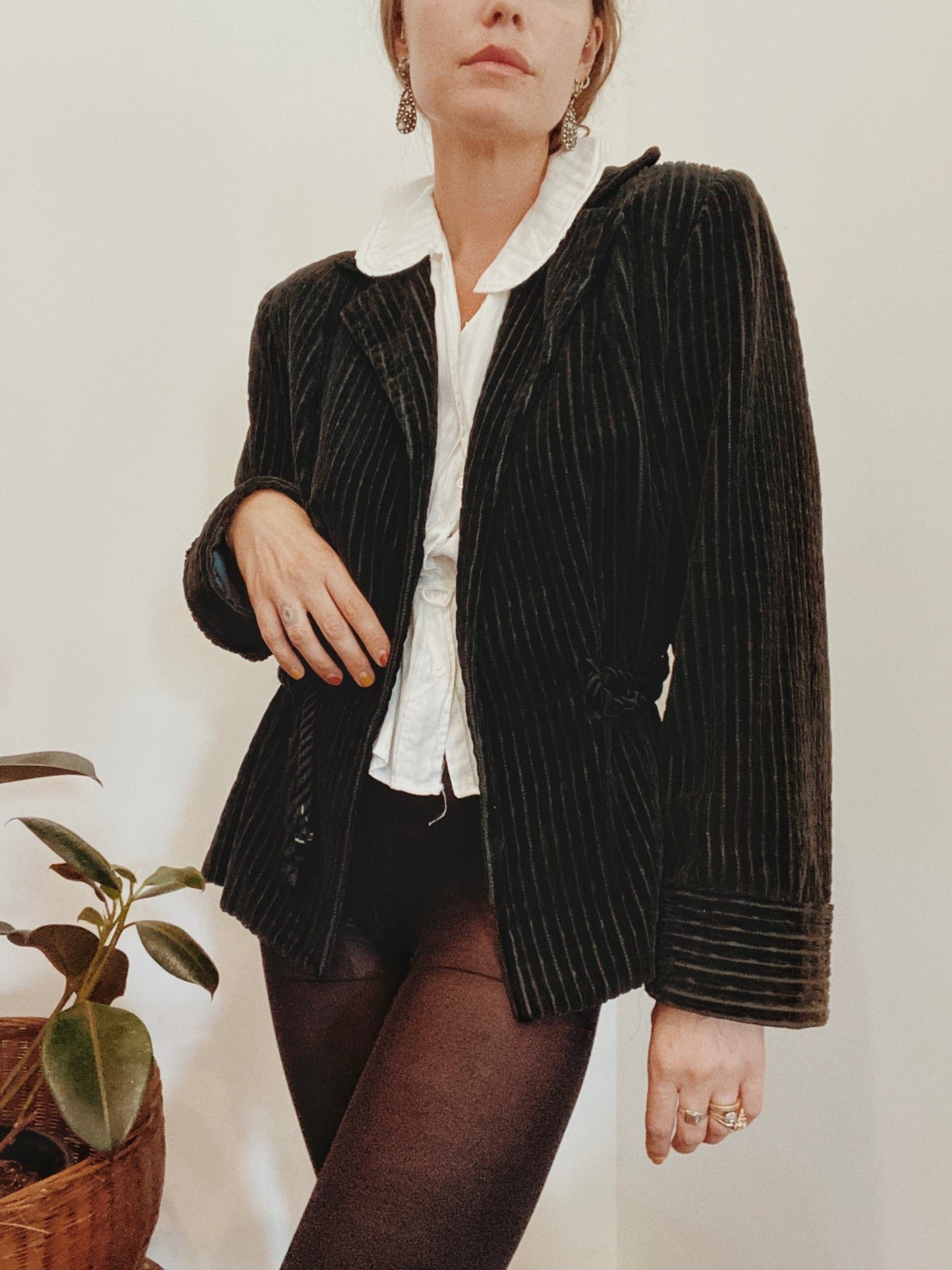 1930s Charcoal Corduroy Outerwear Jacket by I. Magnin- M