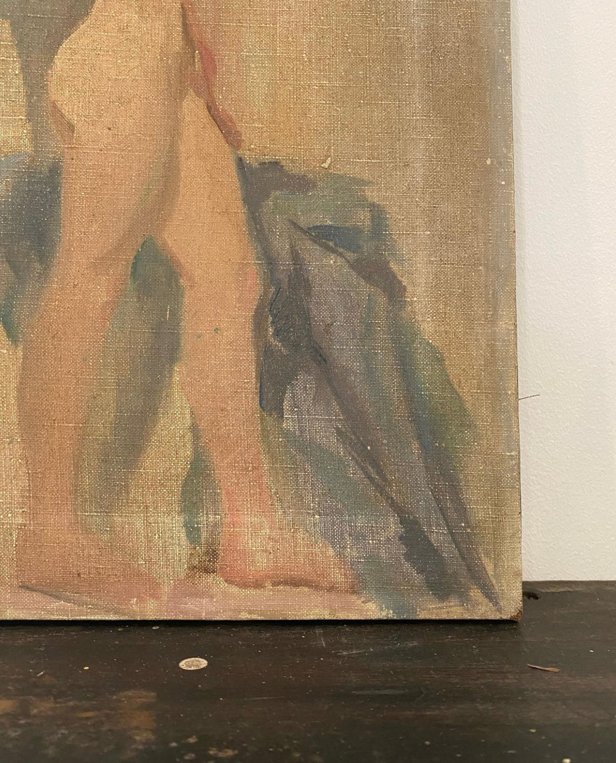 Antique 1920s/1930s Nude Oil Painting On Canvas- 12x16”