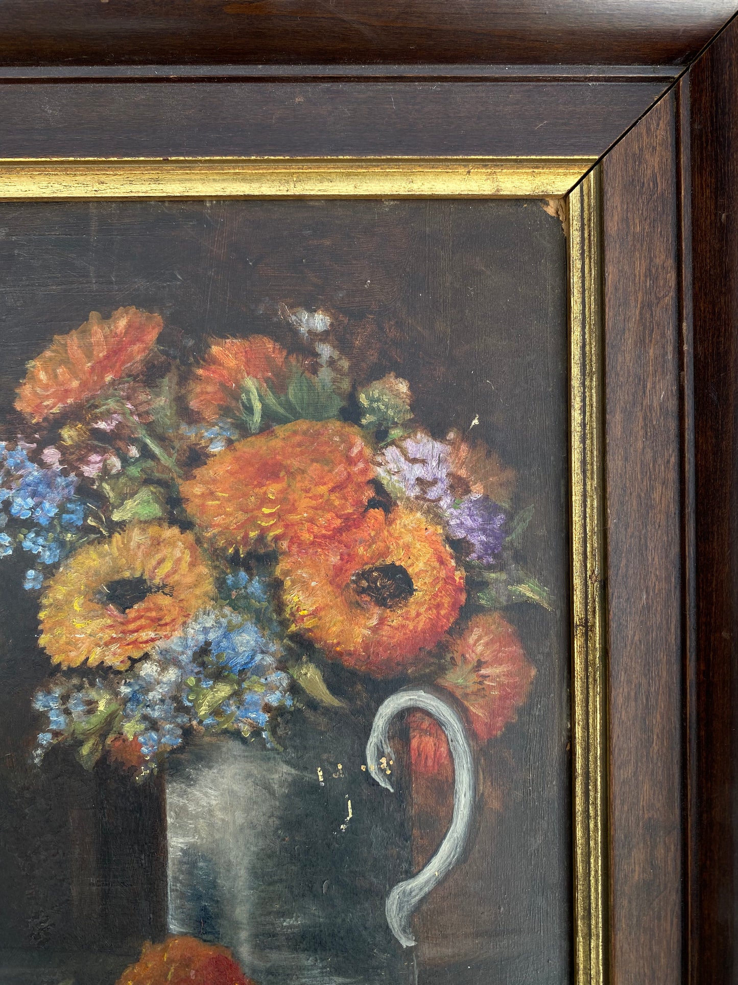 Antique 1920s Floral Oil Painting on Board- 12x16”