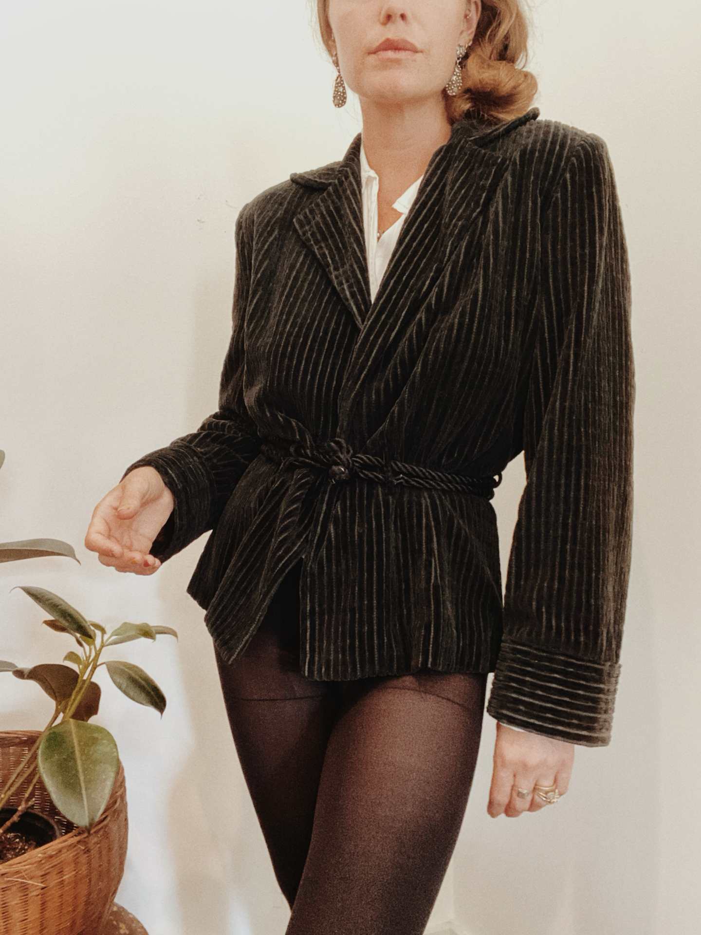 1930s Charcoal Corduroy Outerwear Jacket by I. Magnin- M