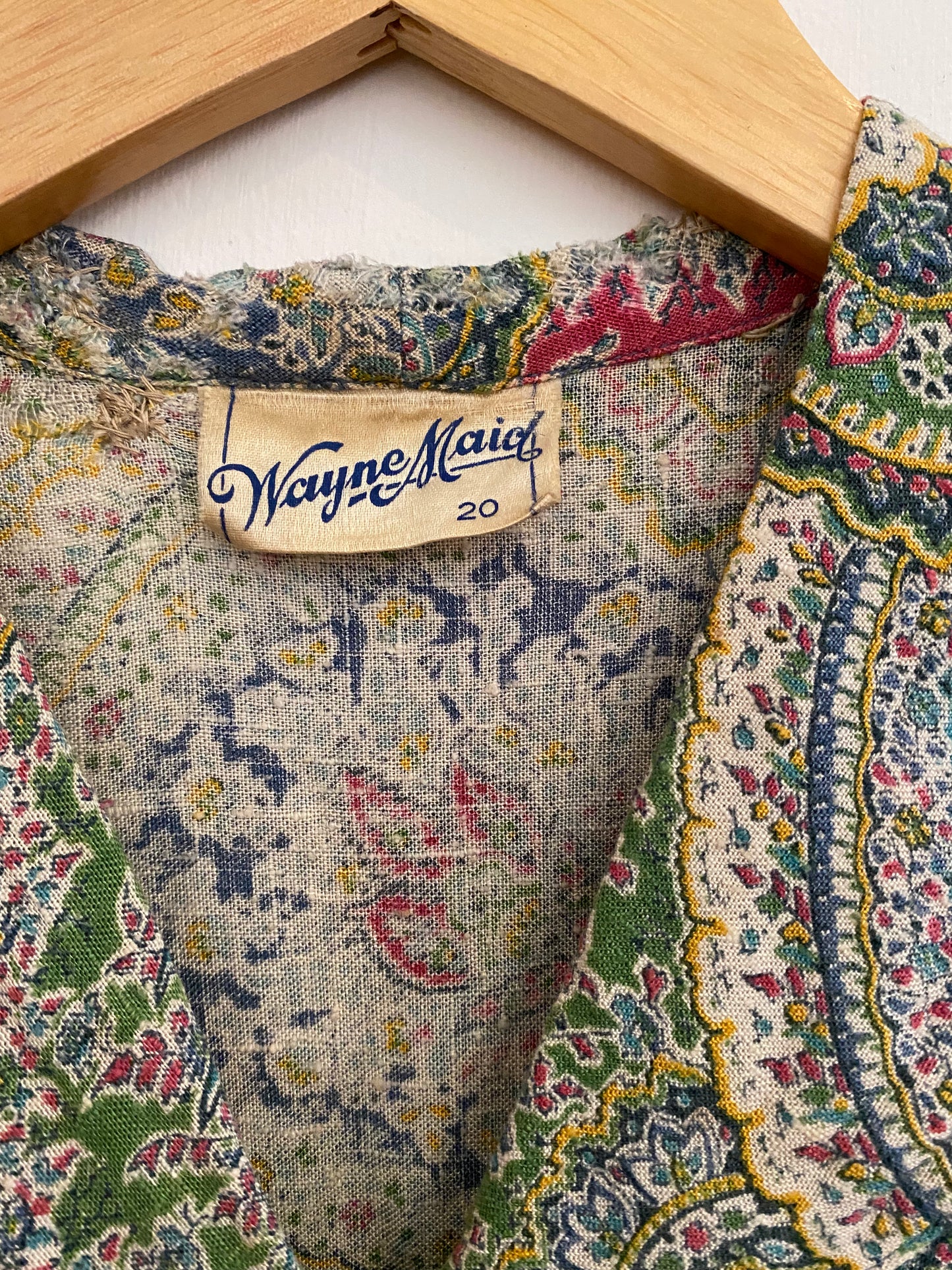 1930s Paisley Cotton Day Dress w/ Minty Buttons- M/L