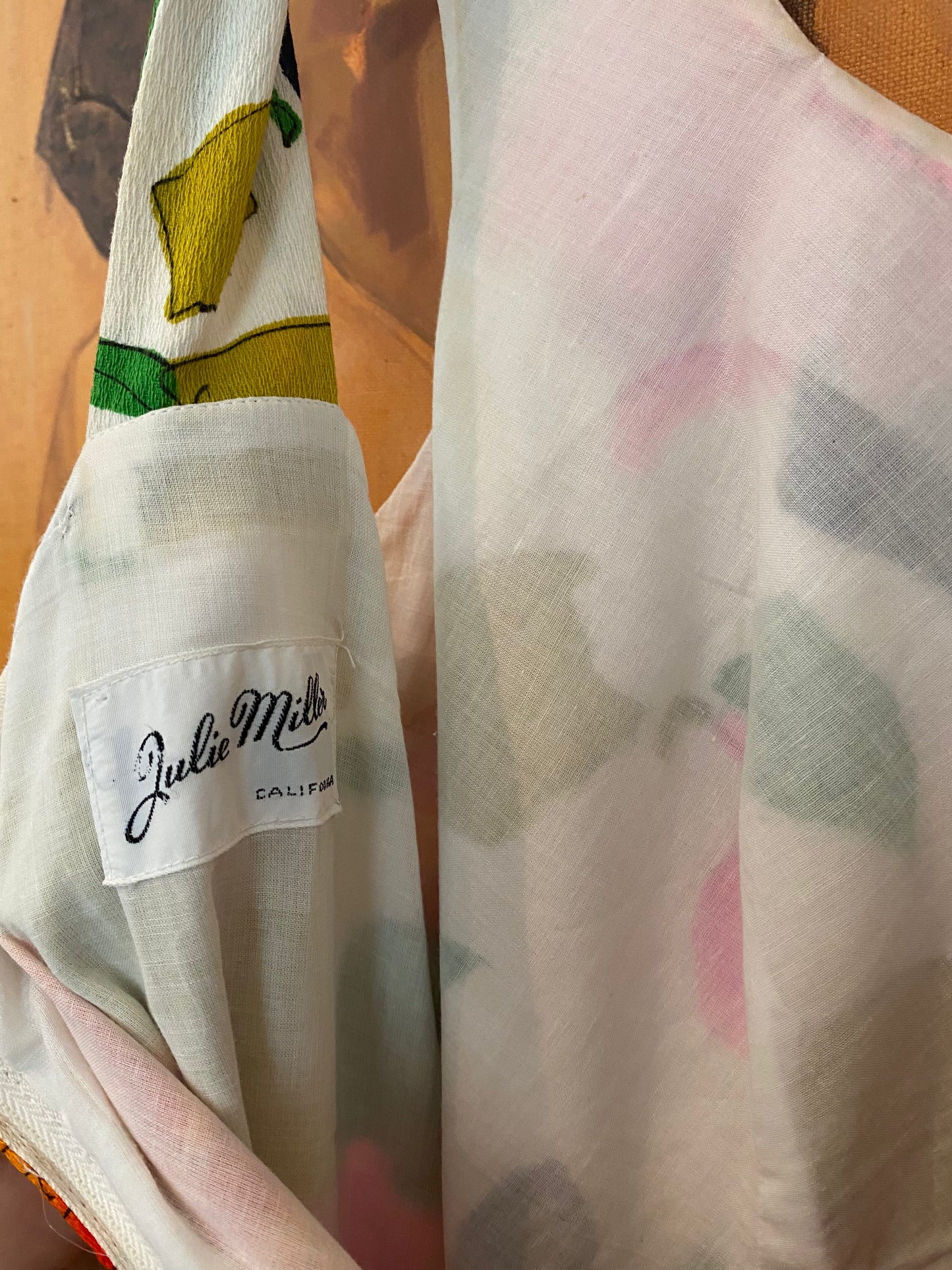 1950s/60s Julie Mills Bark Cloth Floral Maxi Dress- 8/10