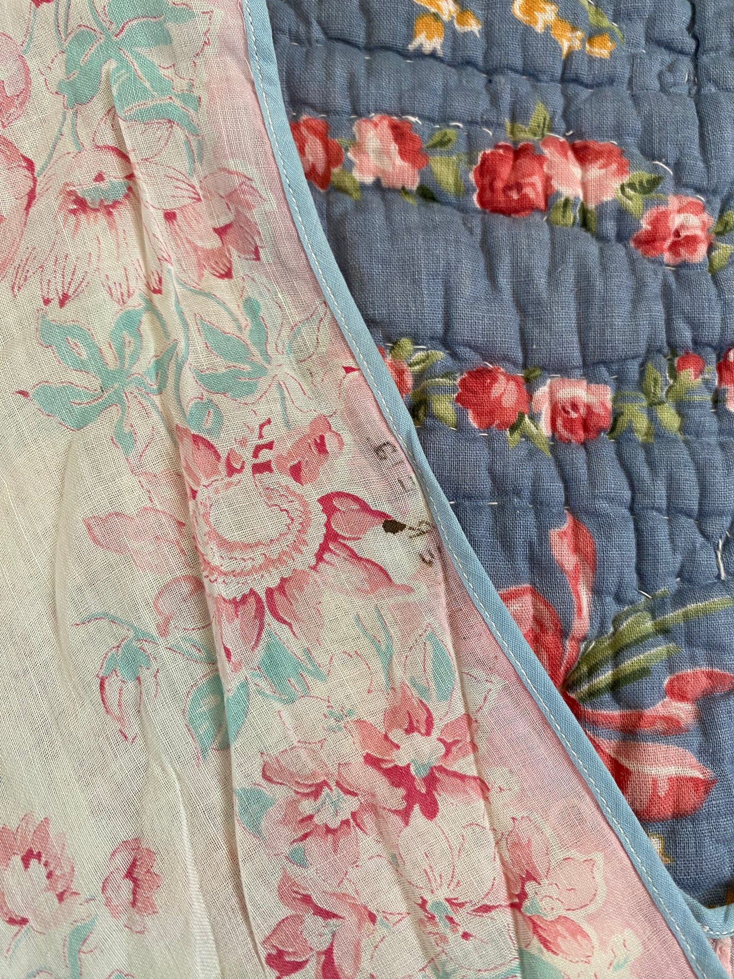 1930s Floral Cotton Gauze Bias Cut Maxi Dress- M/L