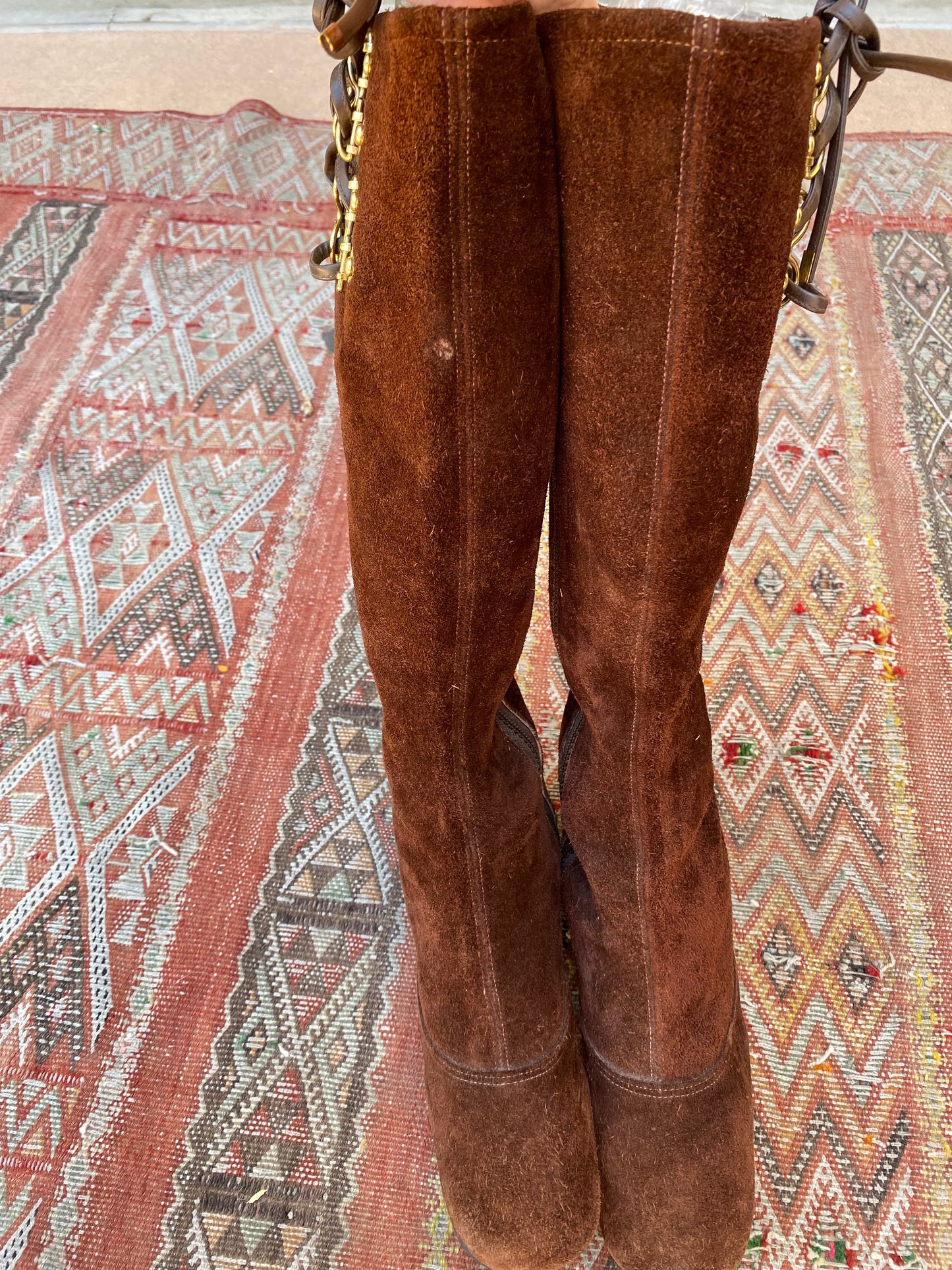 1960s/70s Chocolate Brown Suede Gogo Boots- 7