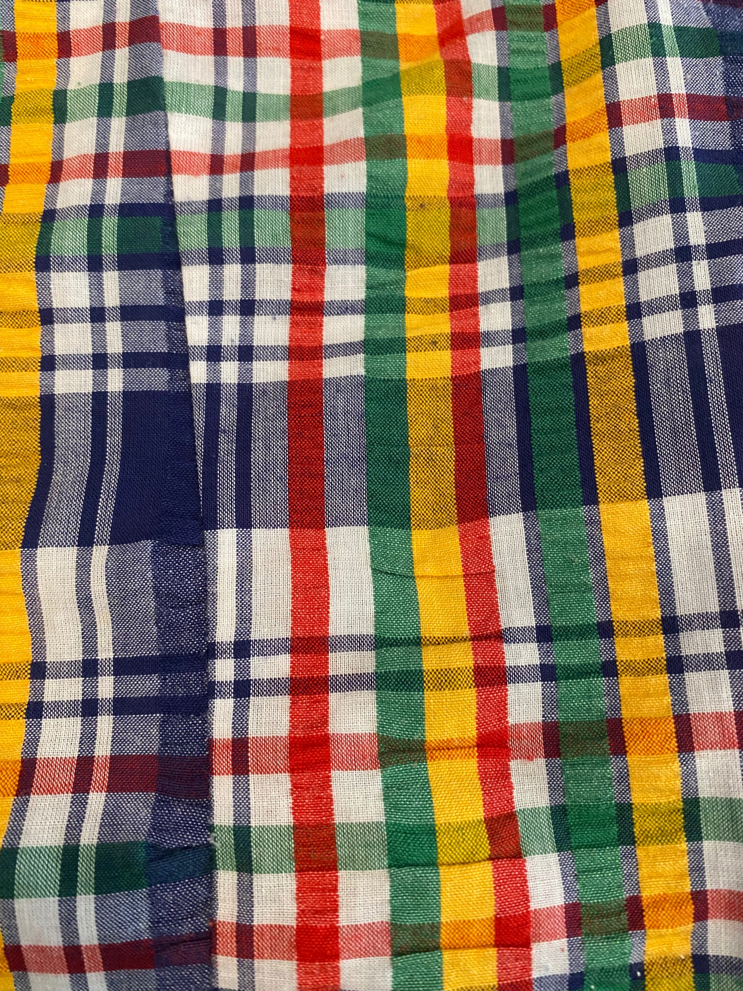 1970s Plaid Seersucker Waistcoat- S