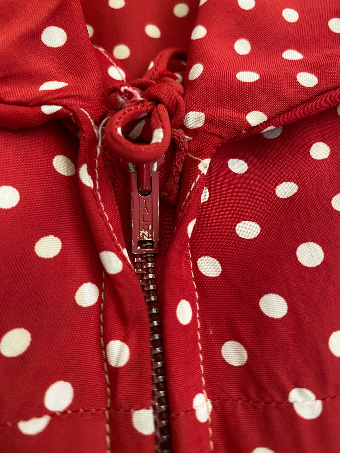 1940s Polka Dot Rayon Zipper Front Day Dress- S