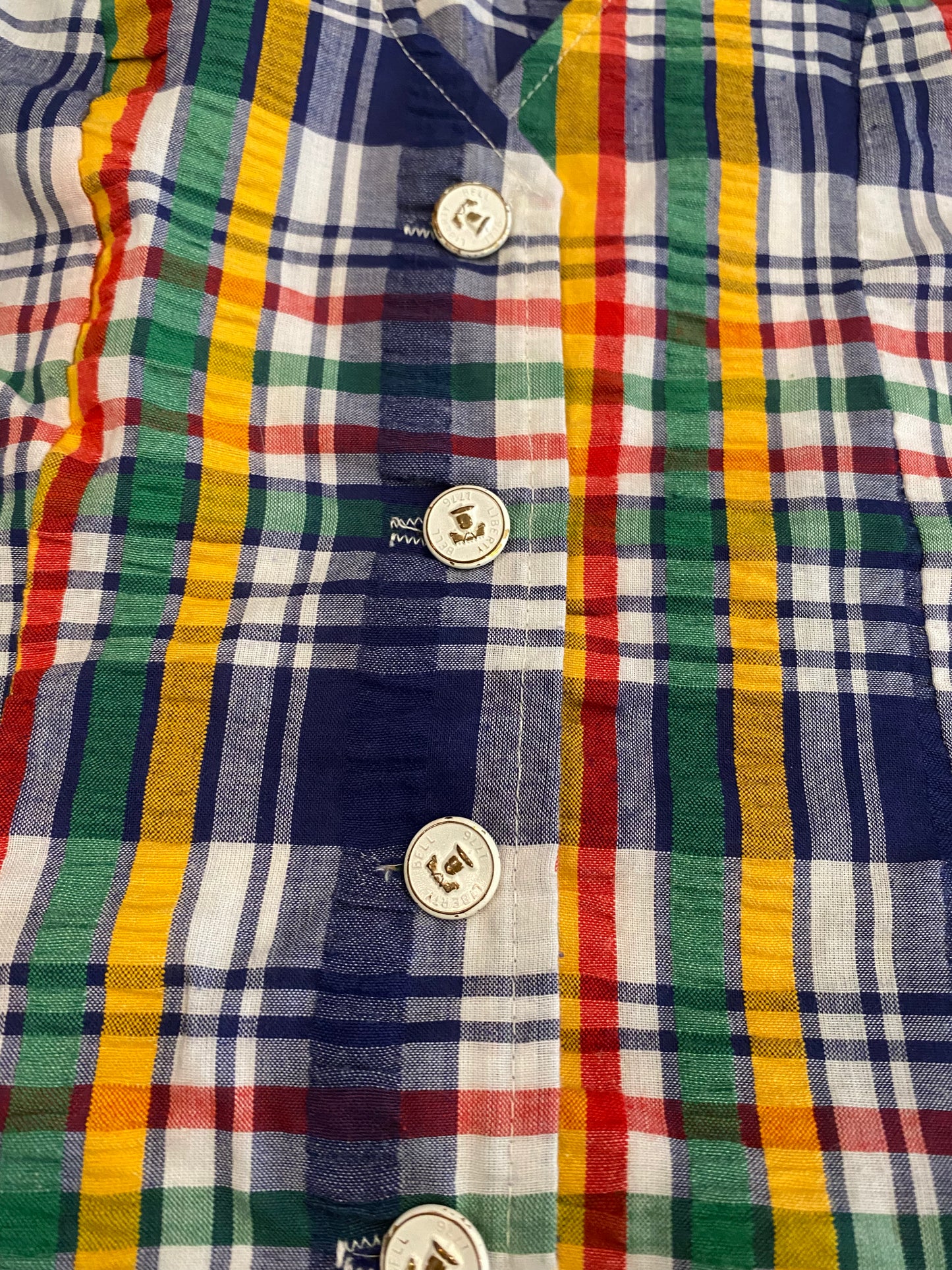 1970s Plaid Seersucker Waistcoat- S
