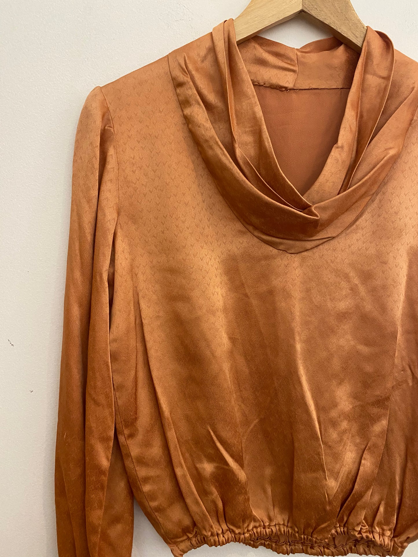 1940s Champagne Rayon Satin Blouse- S/M