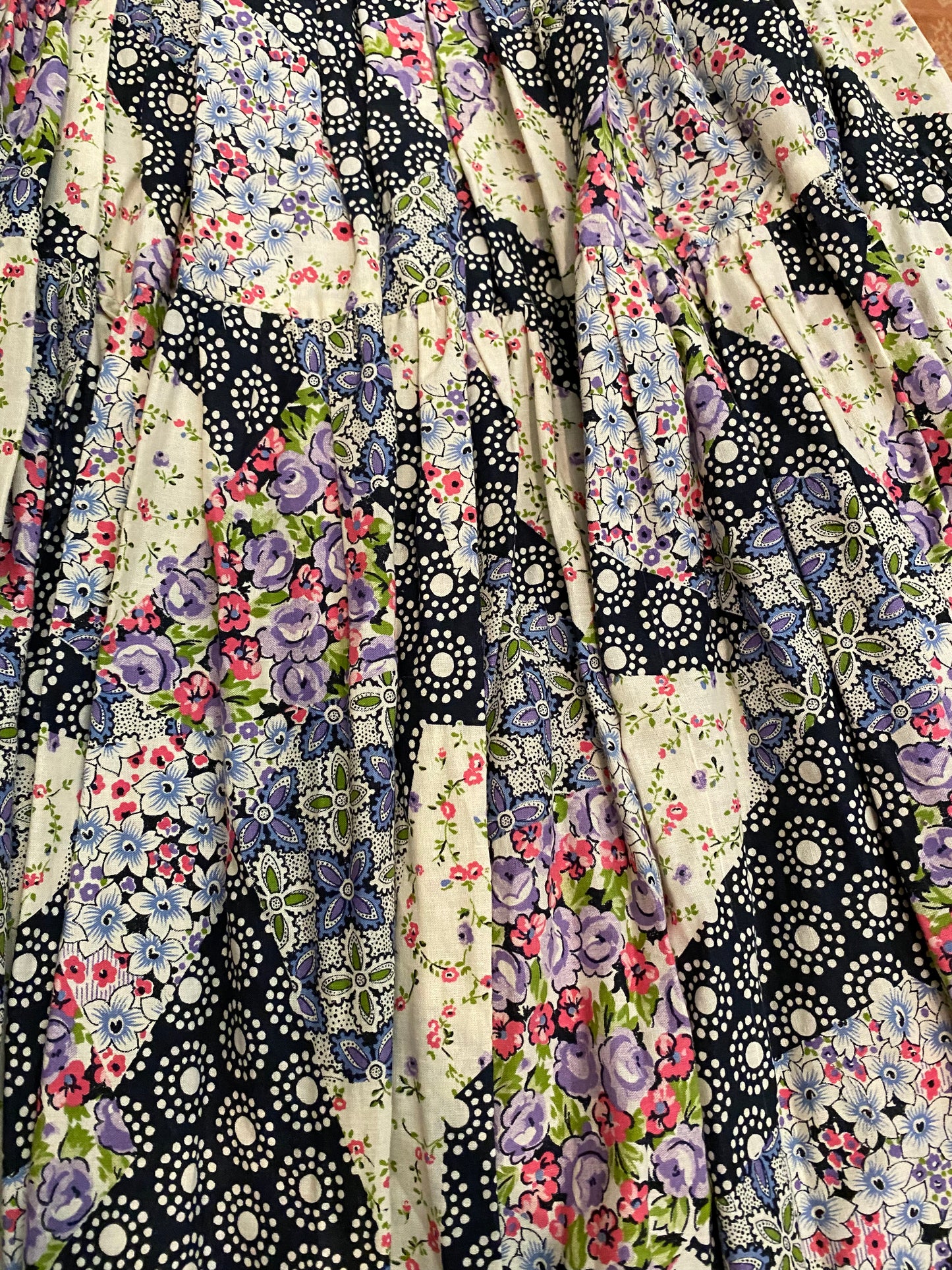 1960s French Handmade Patchwork Skirt- XS