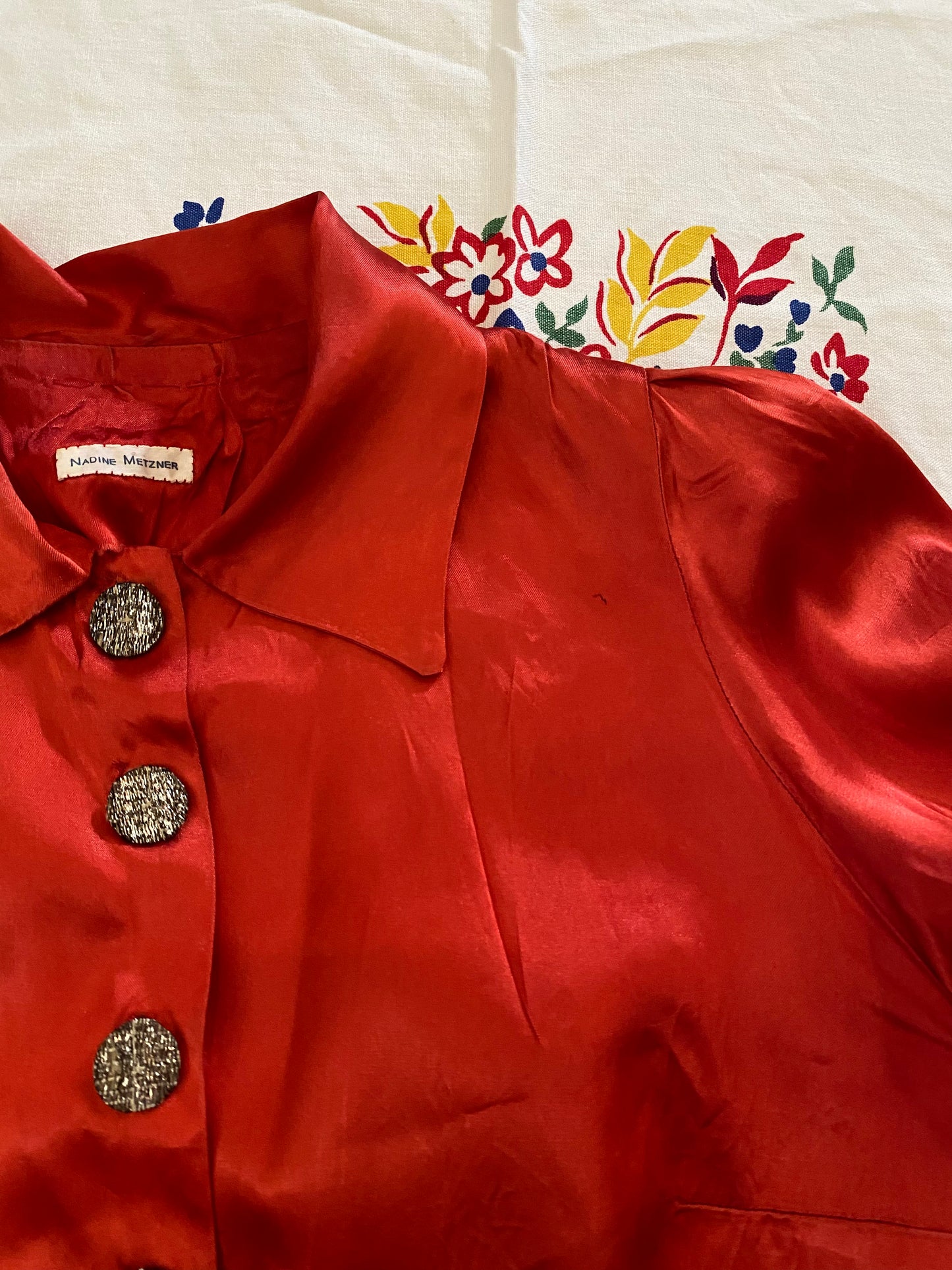 1940s Cabernet Red Satin Rayon Short Show Set- M