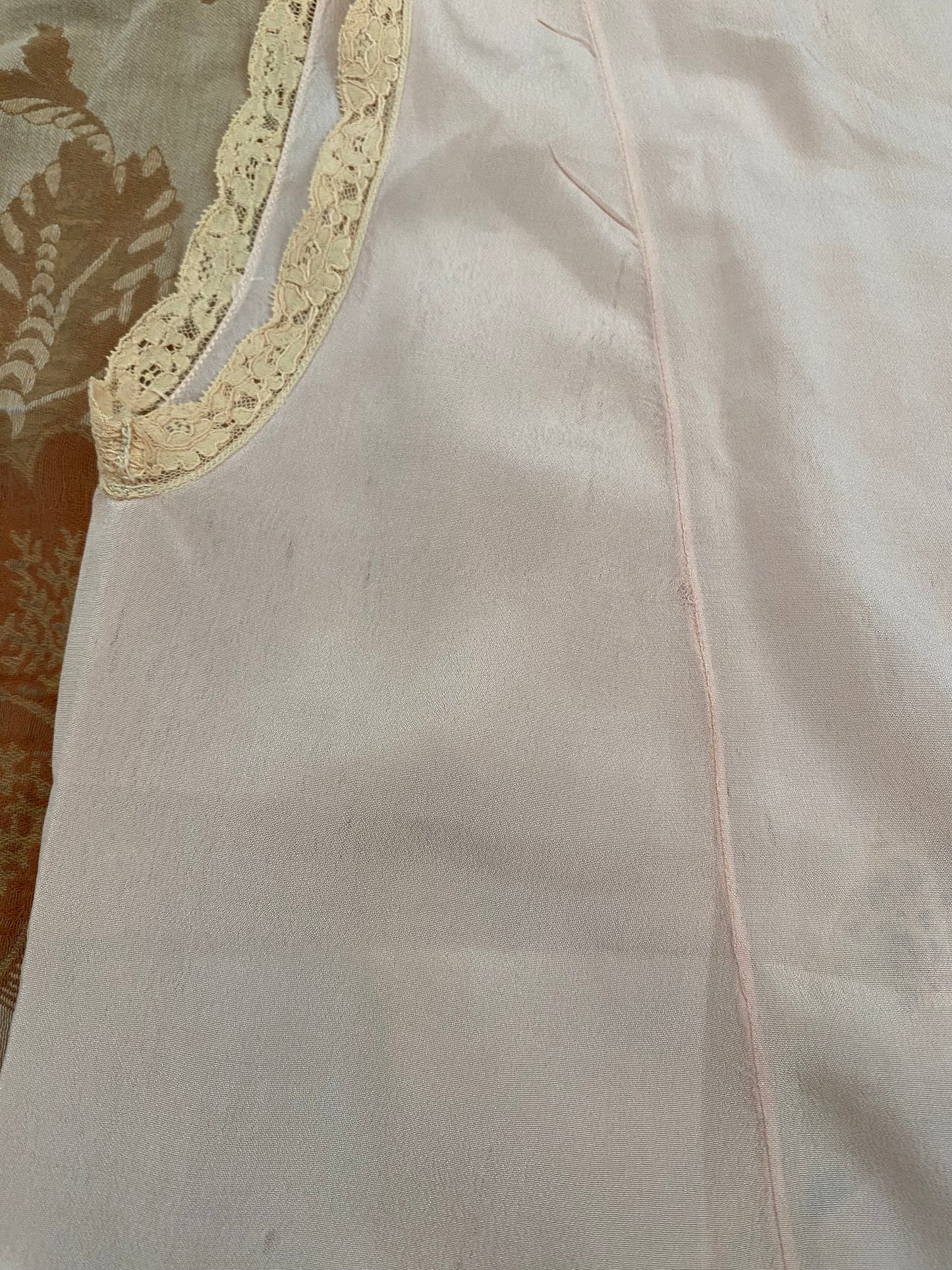 Darling 1920s Blush Silk Top w/ Rosettes + Embroidery- M/L