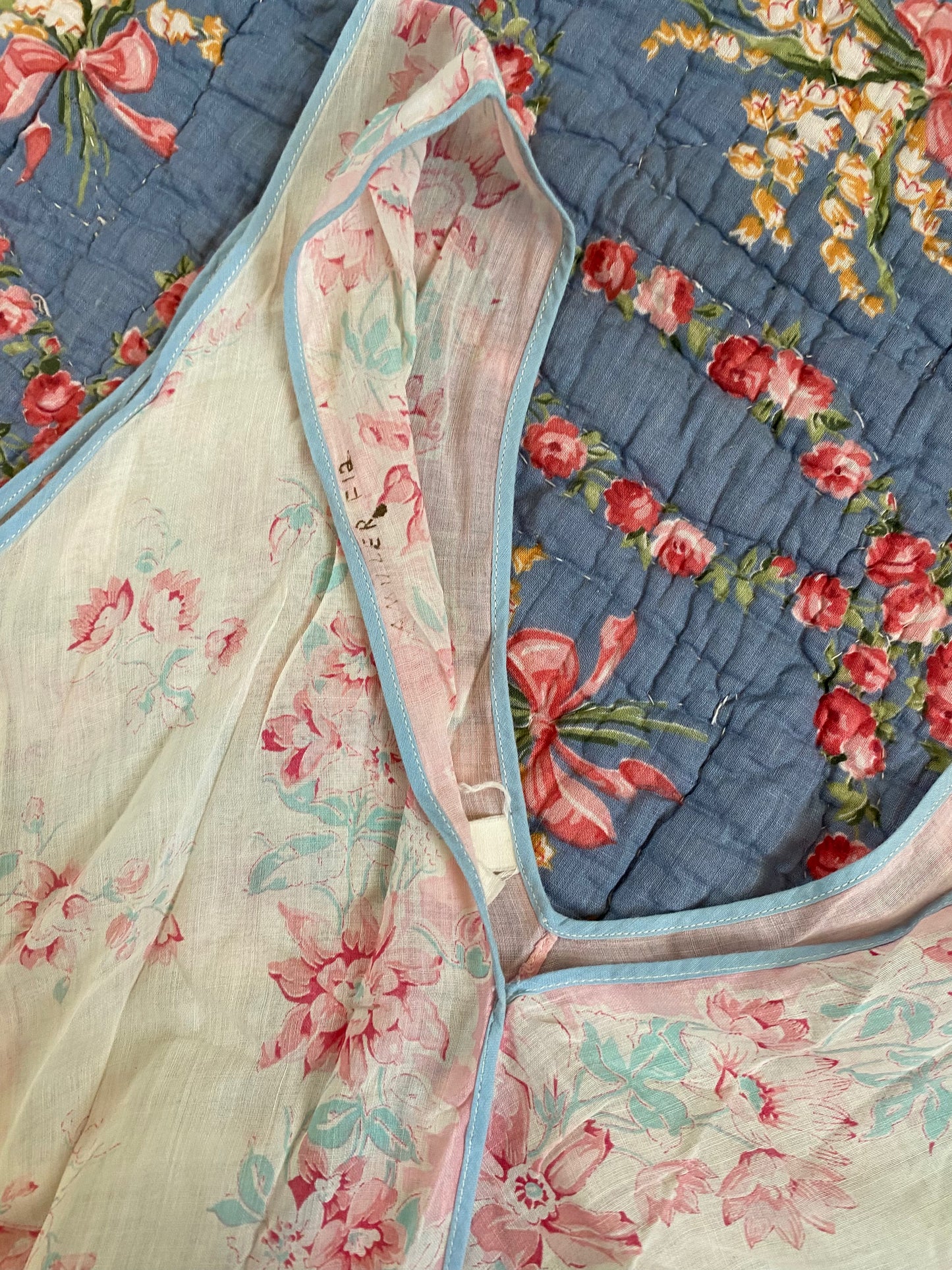 1930s Floral Cotton Gauze Bias Cut Maxi Dress- M/L