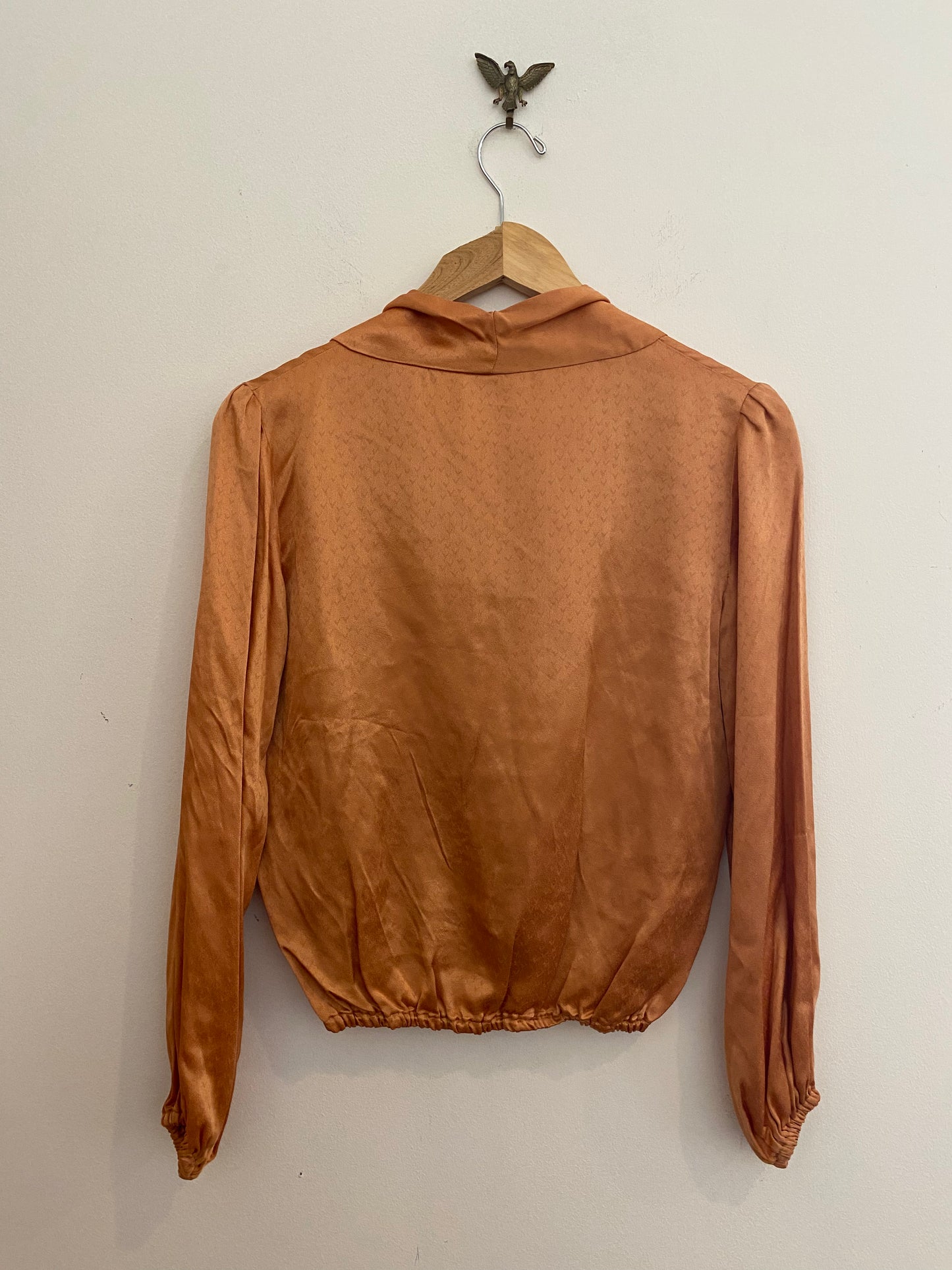 1940s Champagne Rayon Satin Blouse- S/M