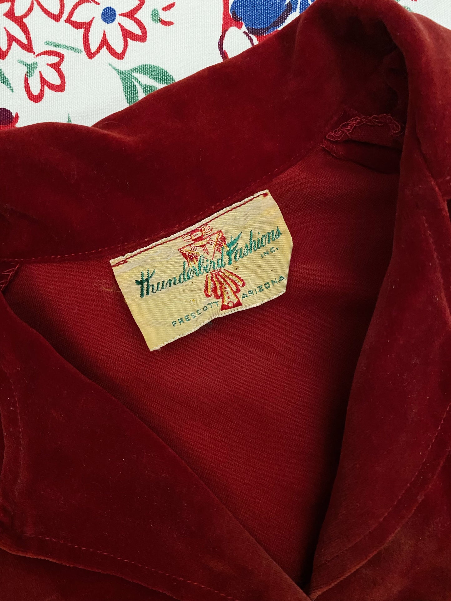 1950s Cabernet Velveteen Blouse w/ Silver + Turquoise Conchos- S/M