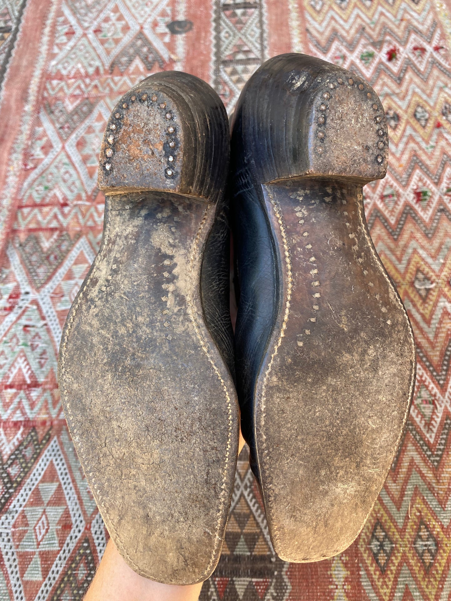 1940s Black Inlay Pee Wee Cowboy Boots- 7/7.5