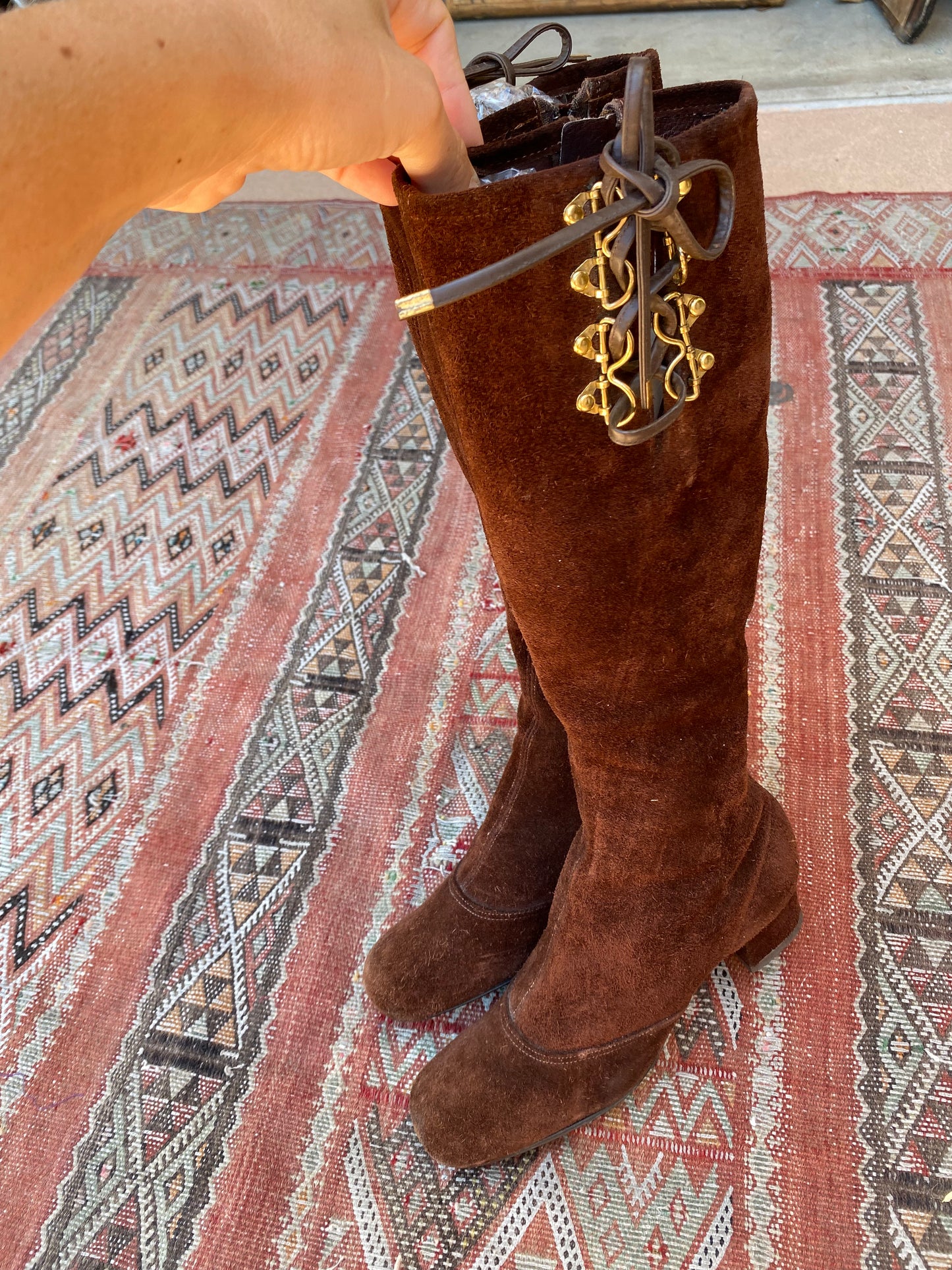 1960s/70s Chocolate Brown Suede Gogo Boots- 7