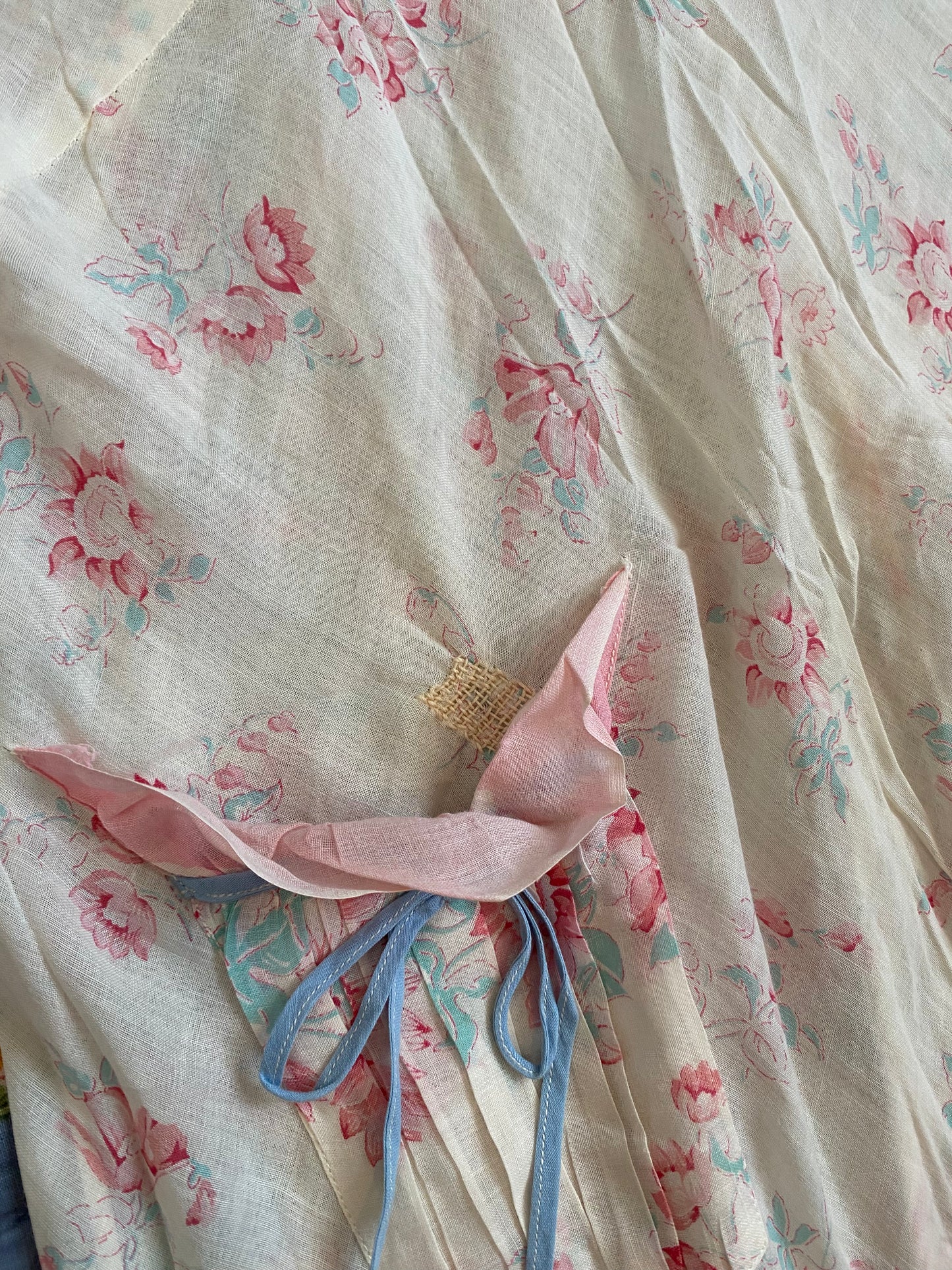 1930s Floral Cotton Gauze Bias Cut Maxi Dress- M/L