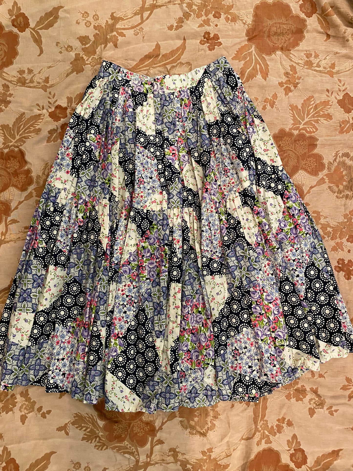 1960s French Handmade Patchwork Skirt- XS