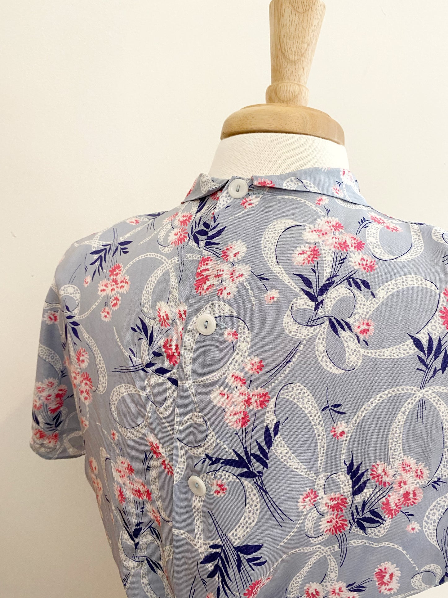 1940s Rayon Novelty Print Blouse- M/L