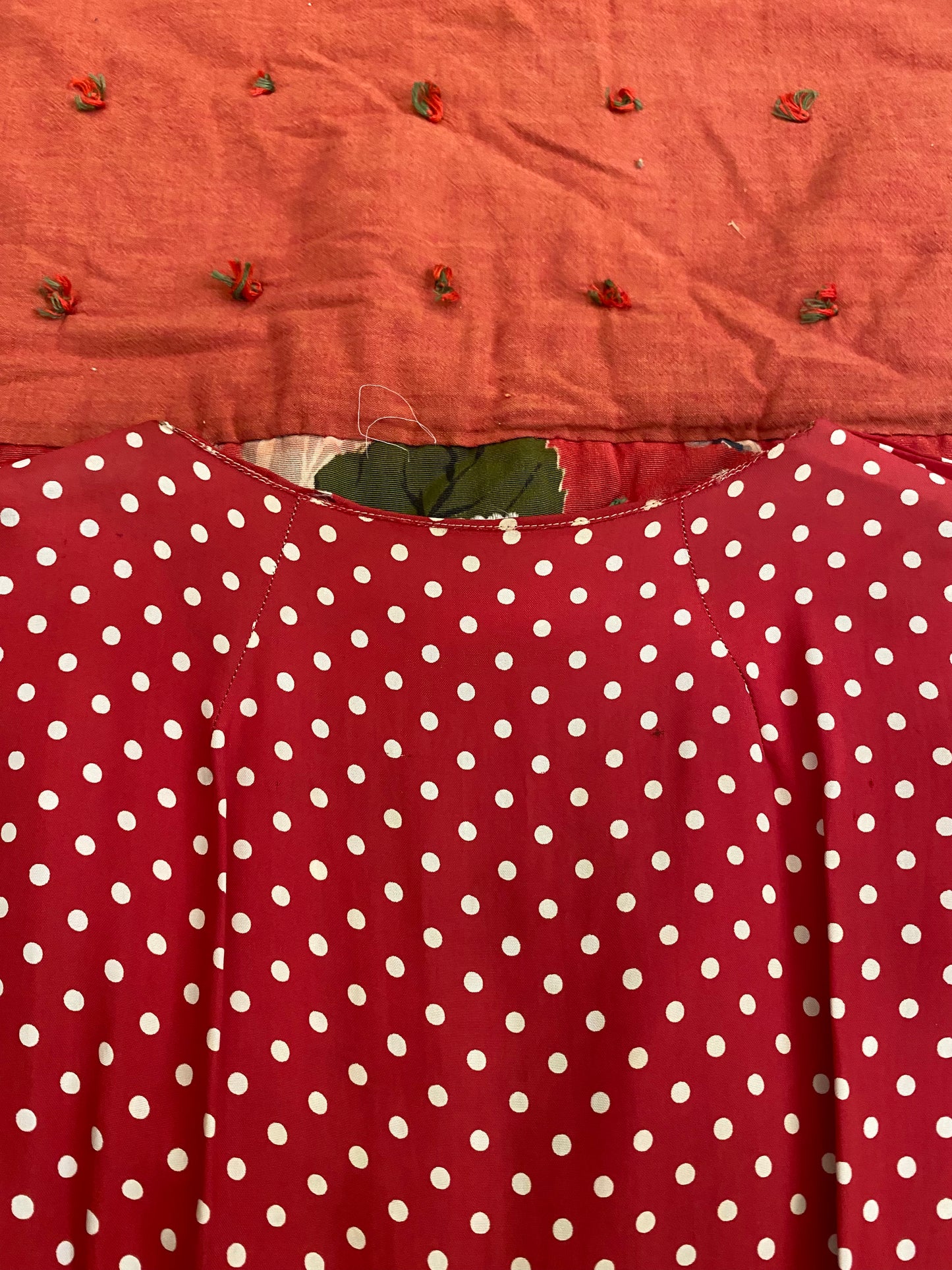 1940s Polka Dot Rayon Zipper Front Day Dress- S