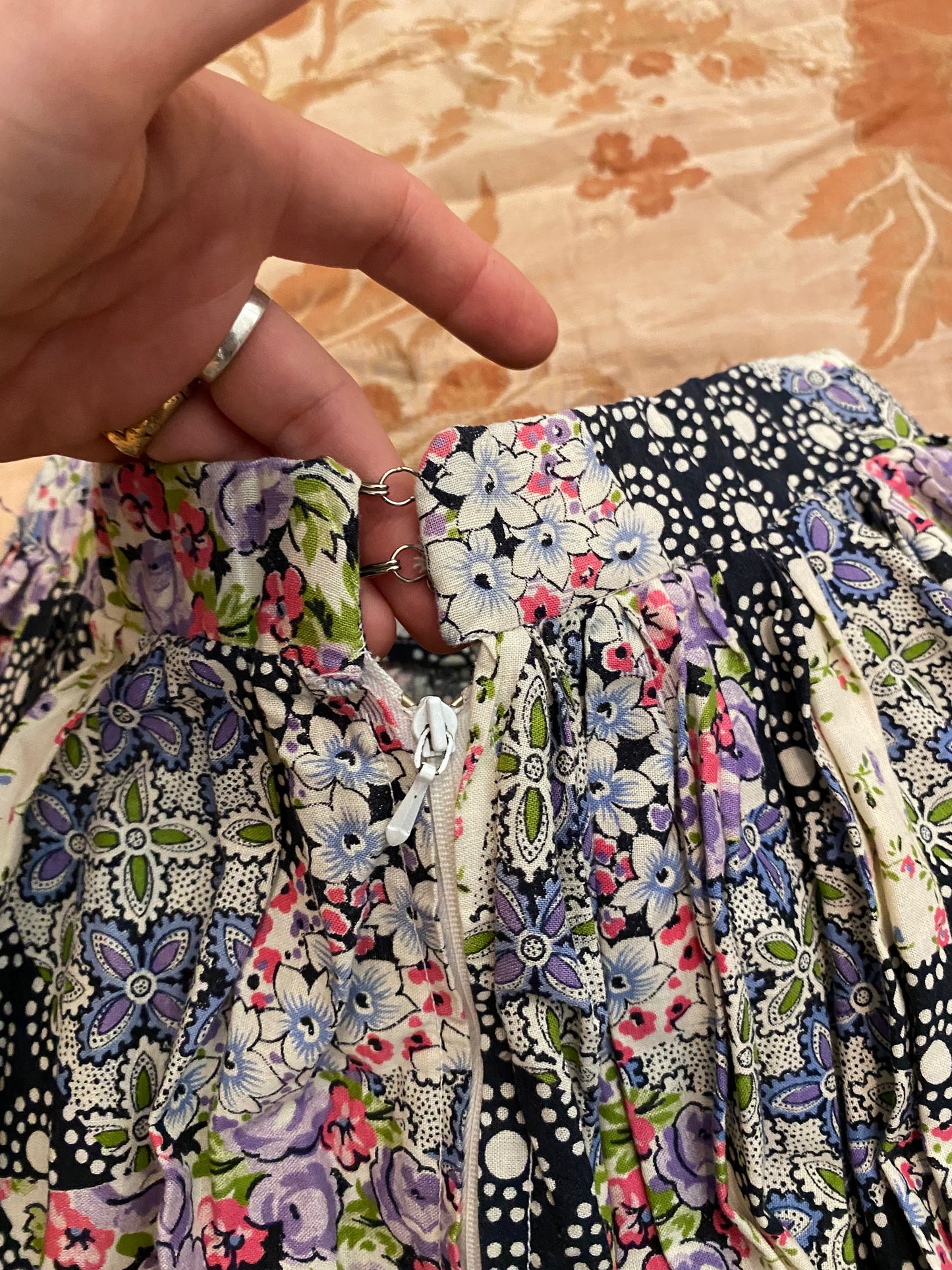 1960s French Handmade Patchwork Skirt- XS