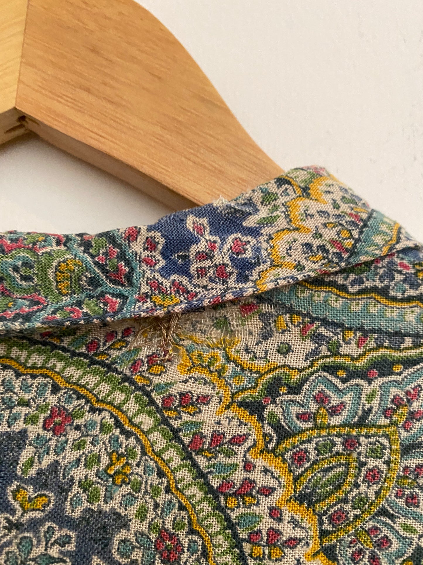 1930s Paisley Cotton Day Dress w/ Minty Buttons- M/L